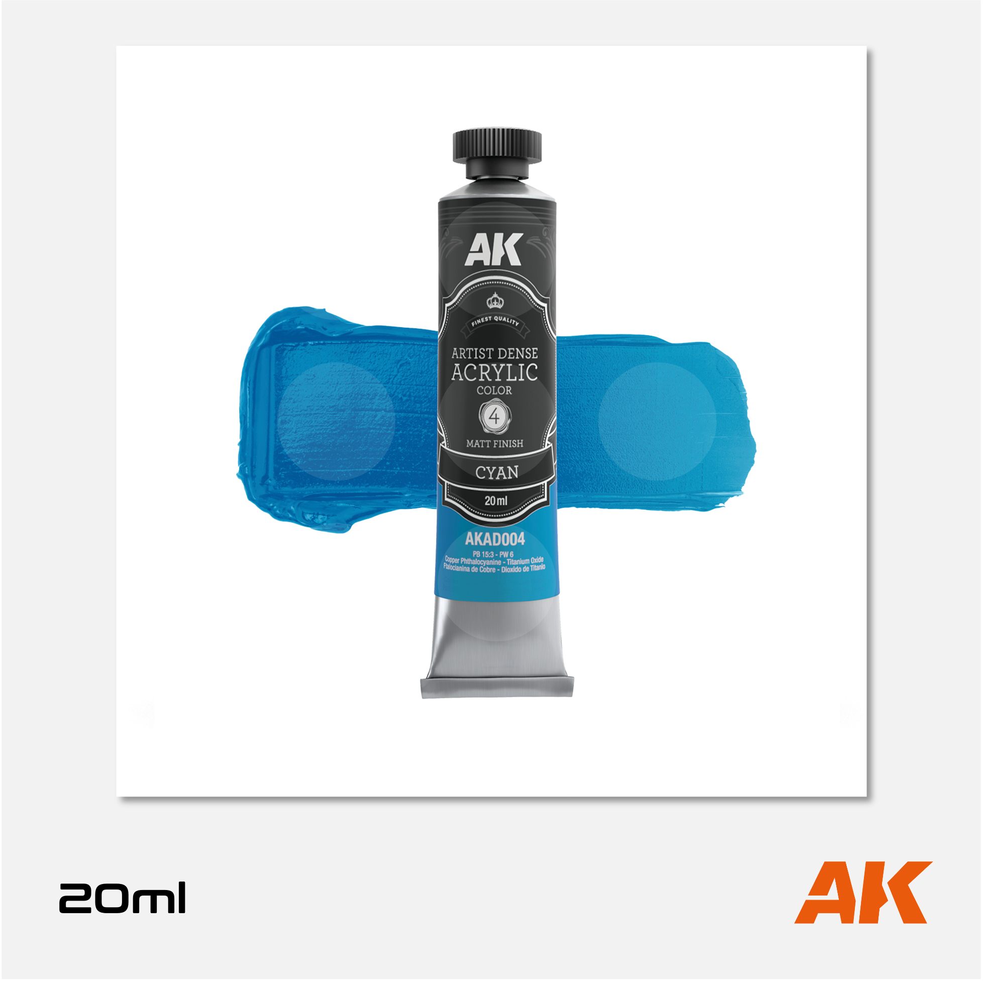 AK Interactive - Artist Dense Acrylic Colors - Cyan - AKAD004 - Gothaforce