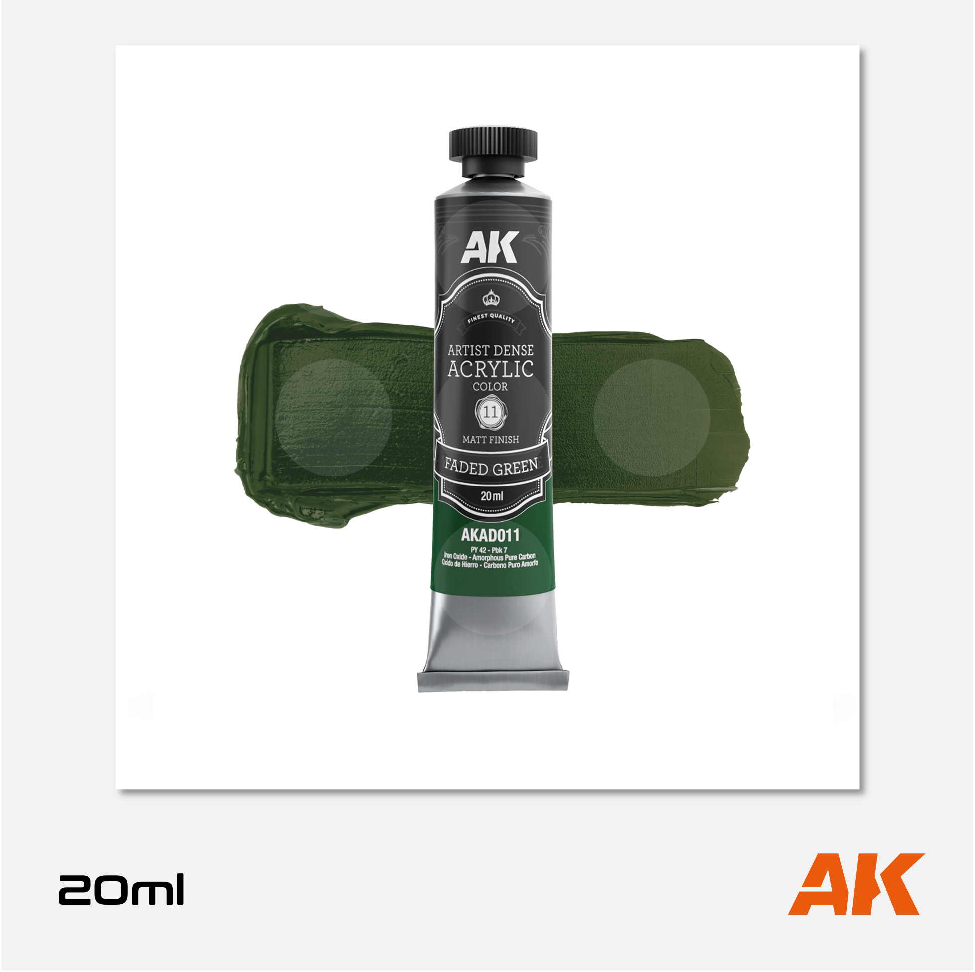 AK Interactive - Artist Dense Acrylic Colors - Faded Green - AKAD014 - Gothaforce
