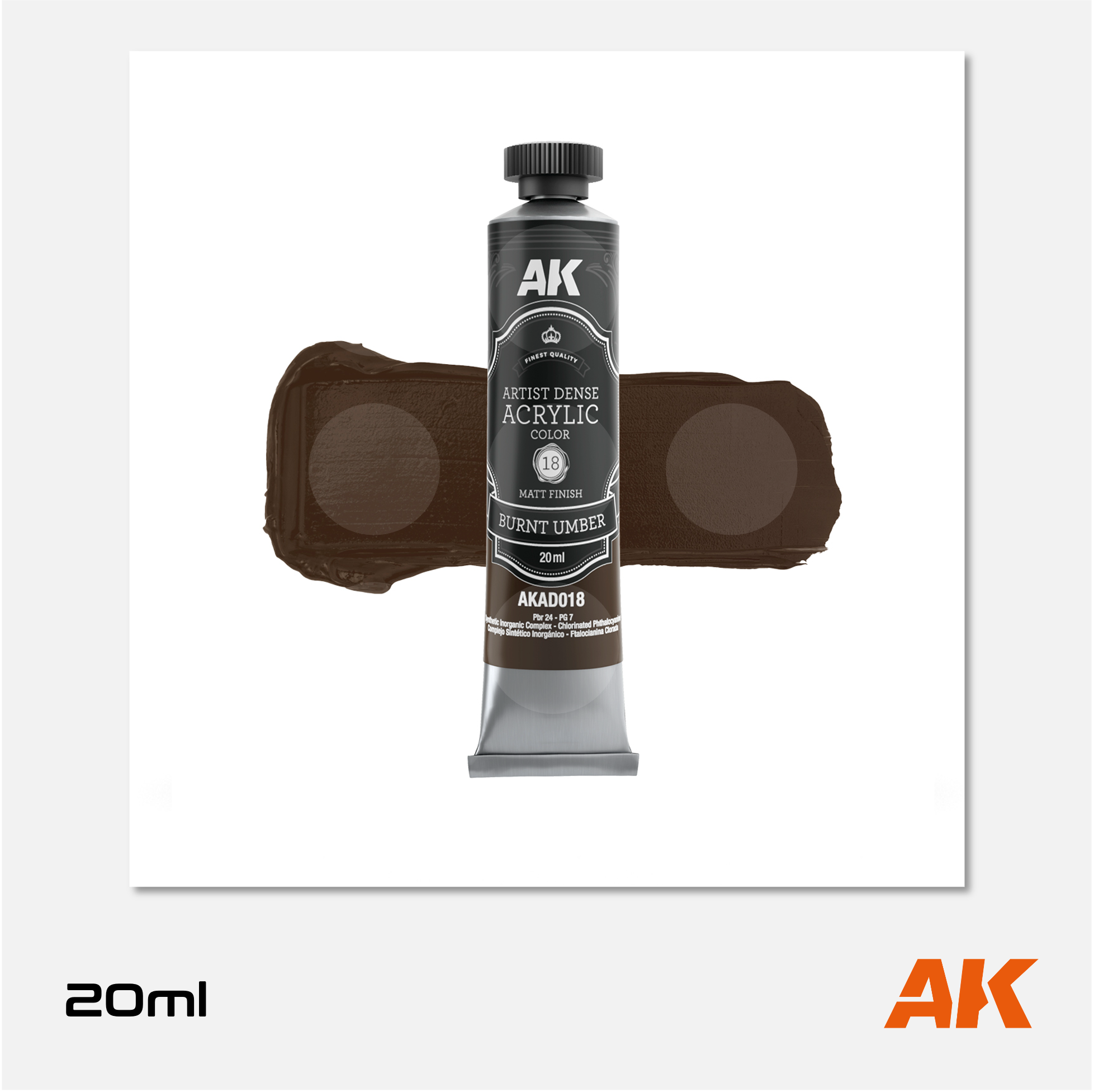 AK Interactive - Artist Dense Acrylic Colors - Burnt Umber - AKAD018 - Gothaforce