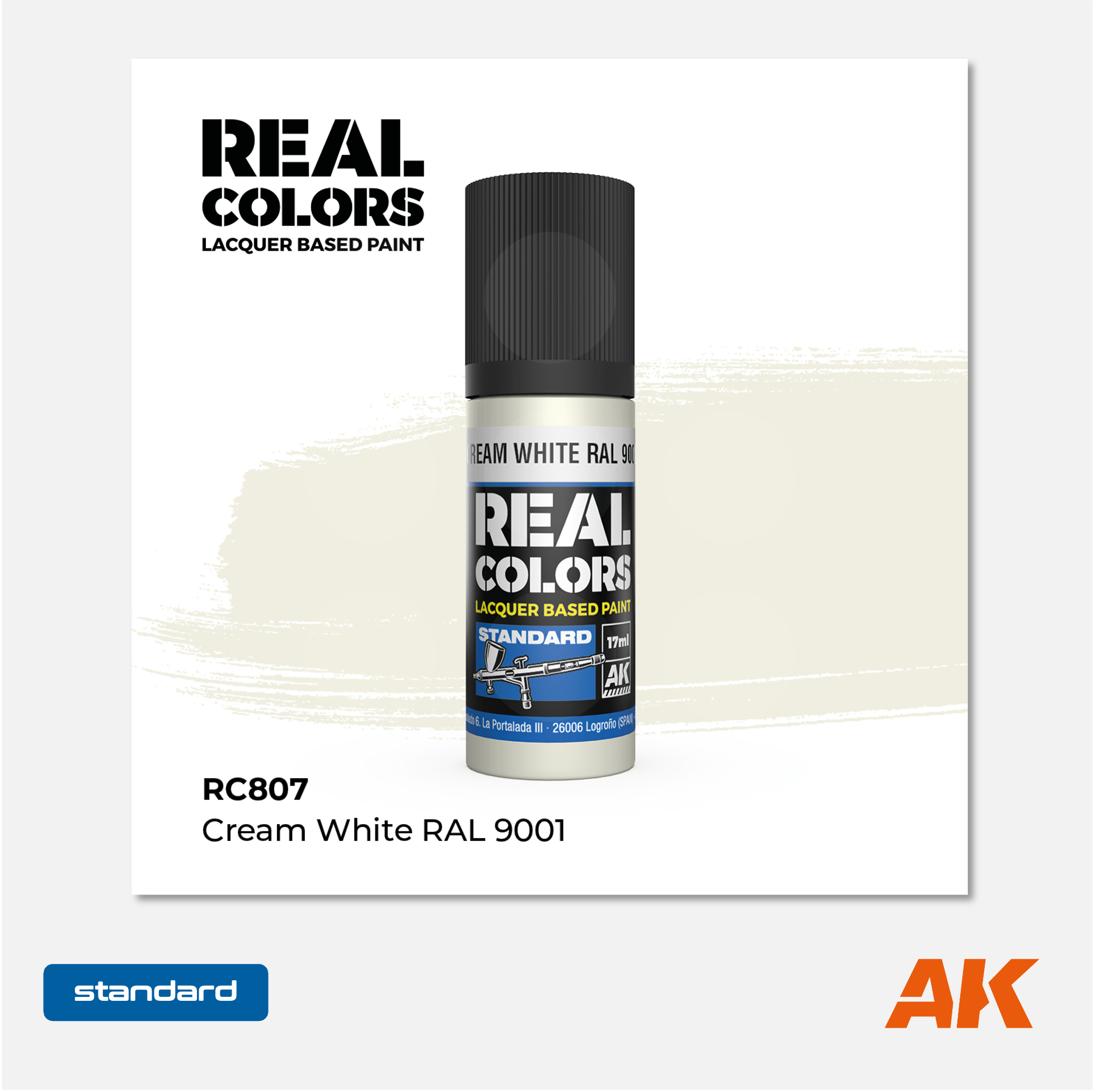 AK Interactive - Real Colors Lacquer Based Paint - Cream White RAL 9001 - RC807 - Gothaforce