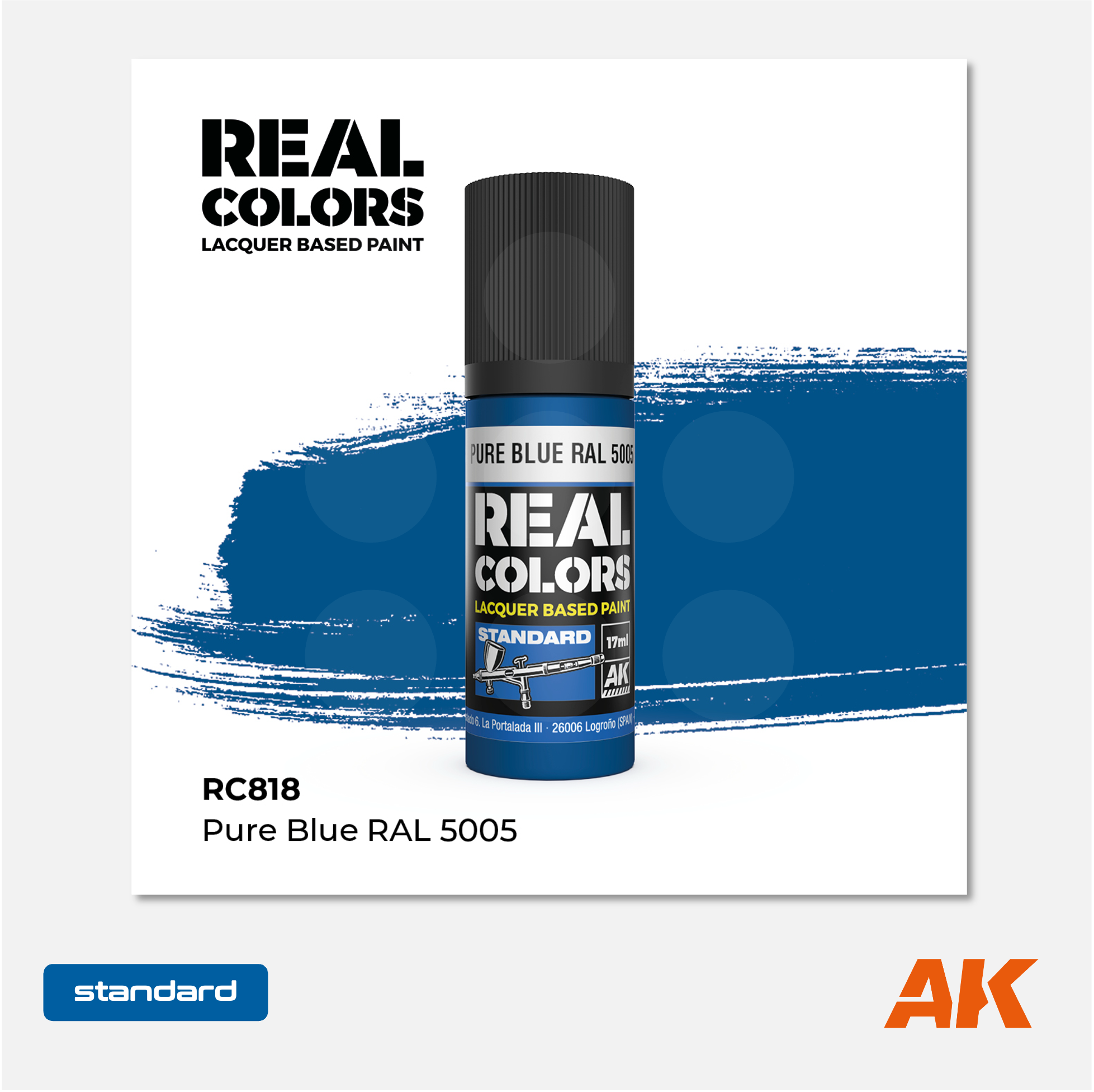 AK Interactive - Real Colors Lacquer Based Paint - Pure Blue RAL 5005 - RC818 - Gothaforce