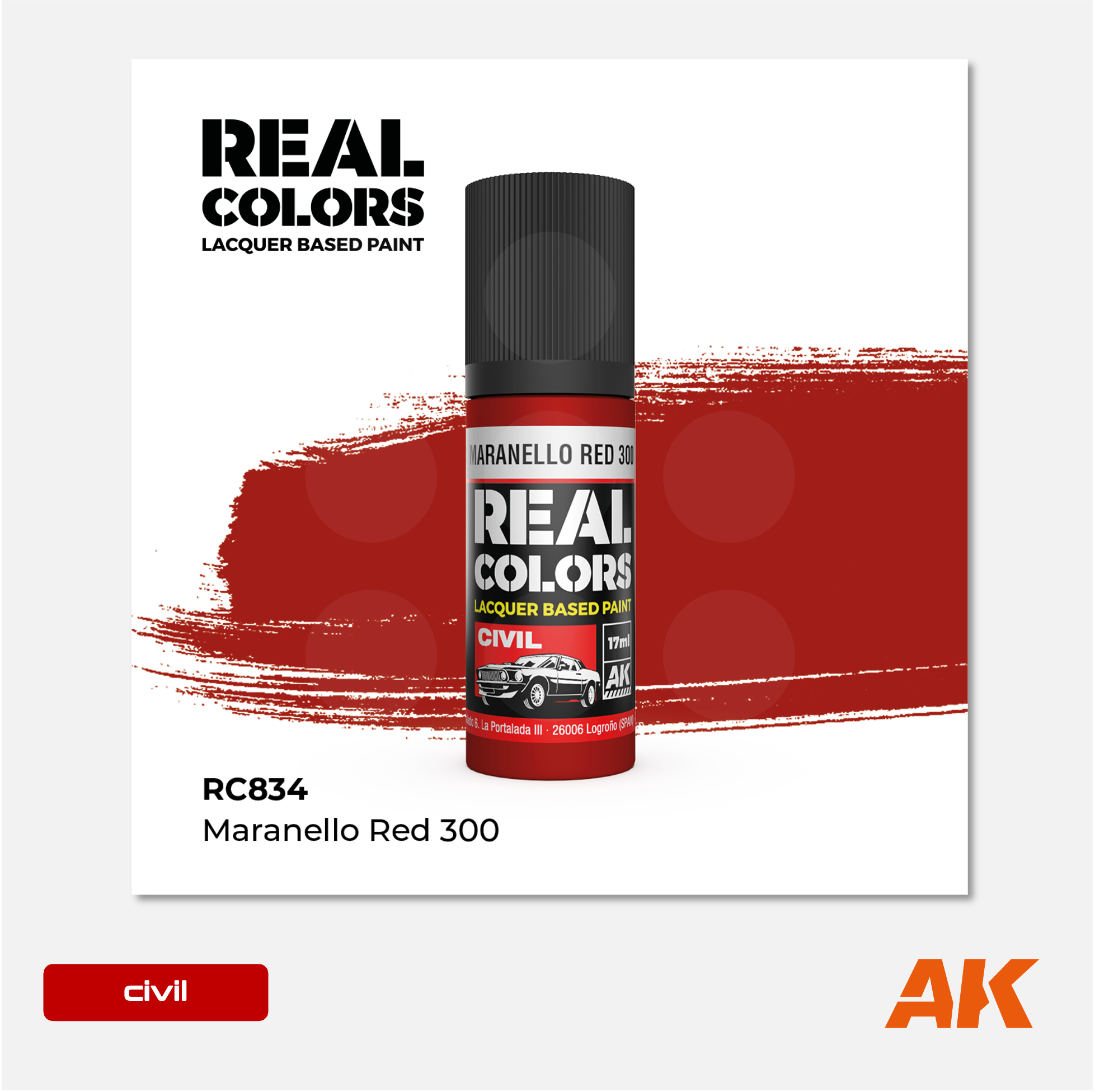 AK Interactive - Real Colors Lacquer Based Paint - Maranello Red 300 - RC834 - Gothaforce