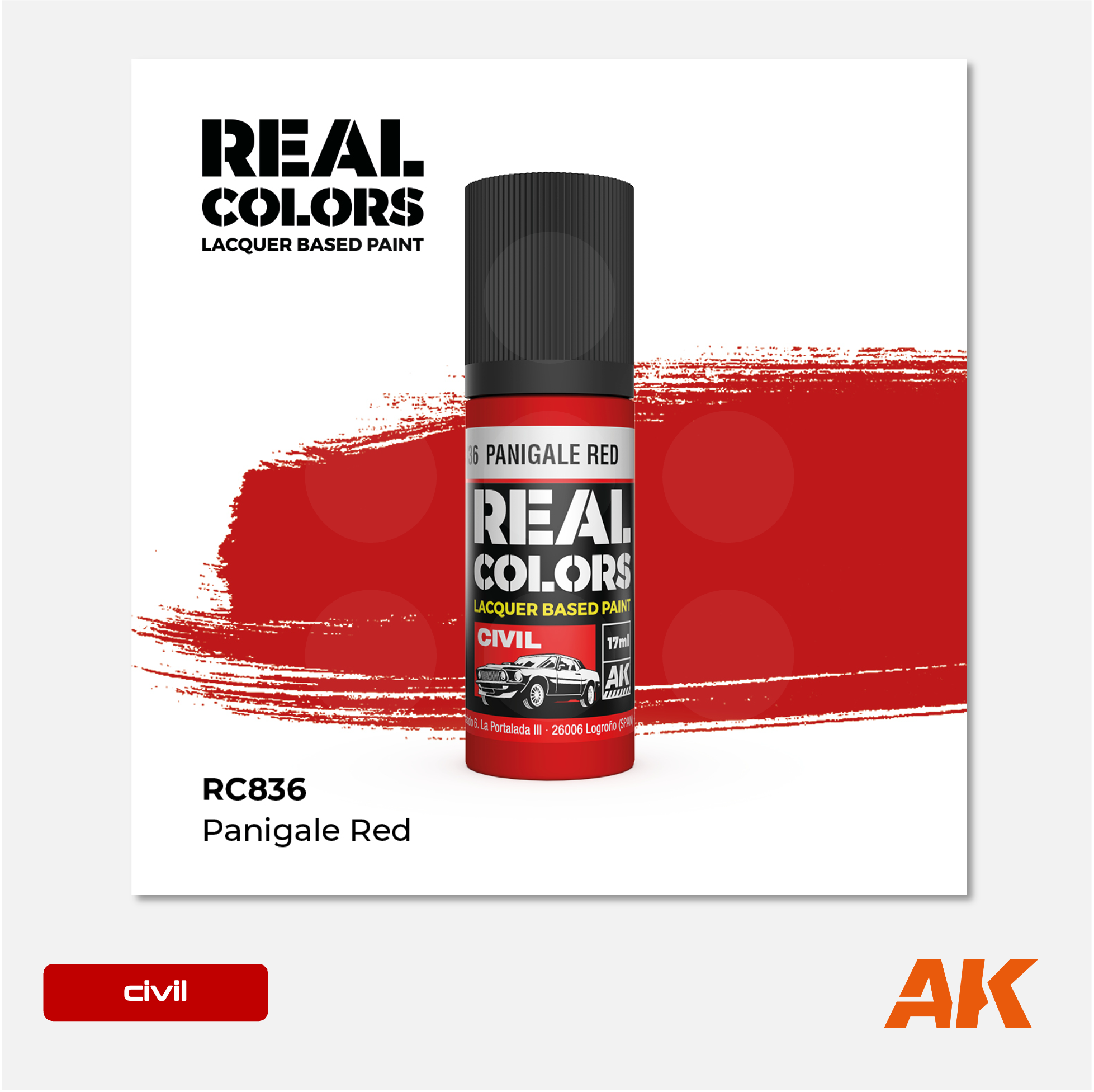 AK Interactive - Real Colors Lacquer Based Paint - Panigale Red - RC836 - Gothaforce