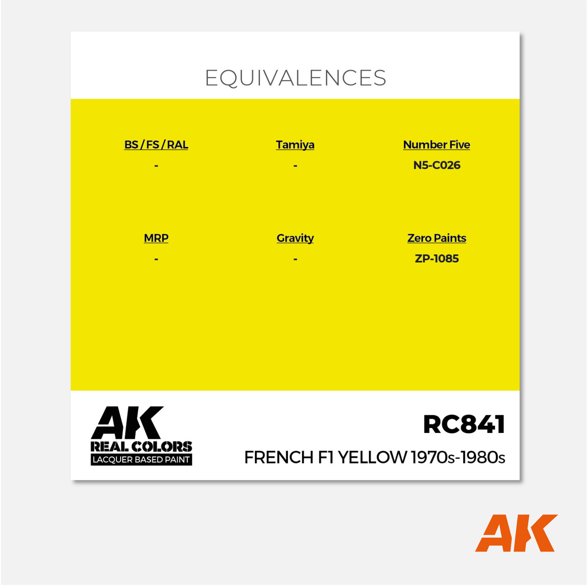 AK Interactive - Real Colors Lacquer Based Paint - French F1 Yellow 1970s 1980s - RC841 - Gothaforce