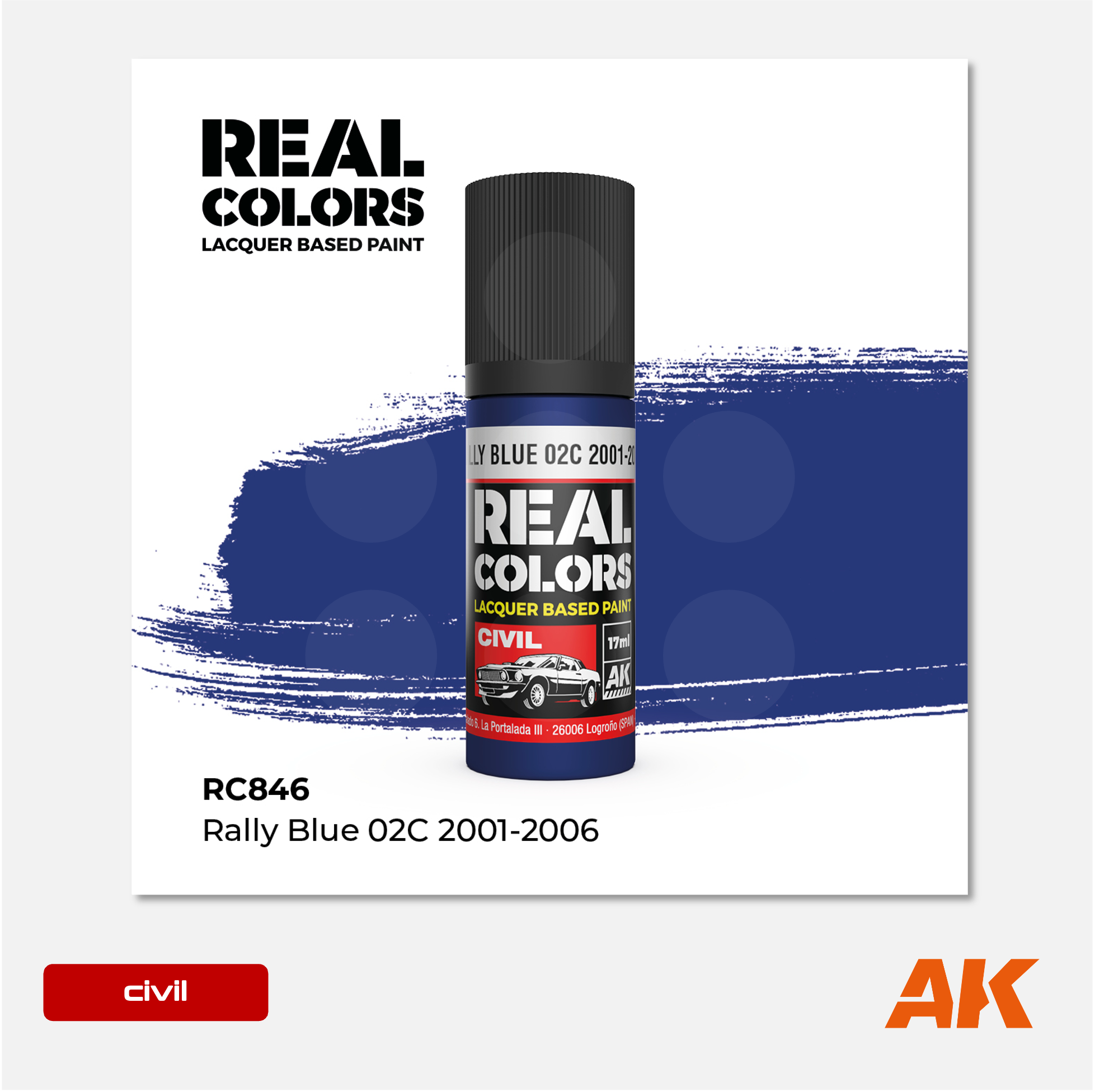 AK Interactive - Real Colors Lacquer Based Paint - Rally Blue 02C 2001-2006 - RC846 - Gothaforce