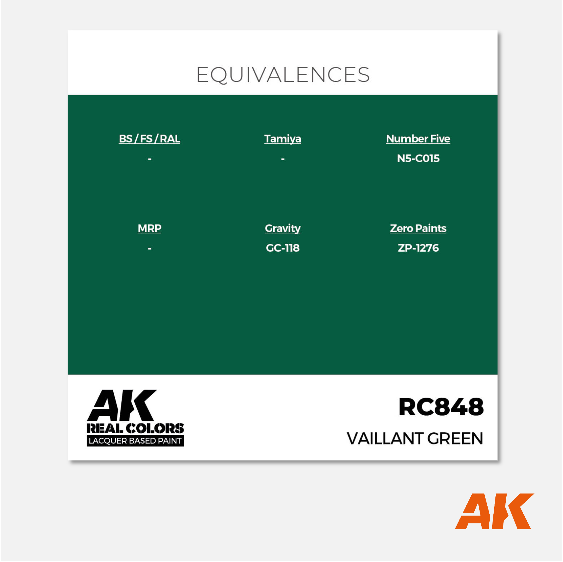 AK Interactive - Real Colors Lacquer Based Paint - Vaillant Green - RC848 - Gothaforce