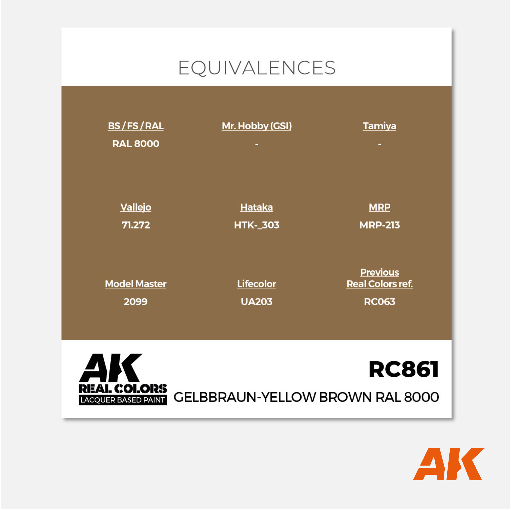 AK Interactive - Real Colors Lacquer Based Paint - Gelbbraun-Yellow Brown RAL 8000 - RC861 - Gothaforce