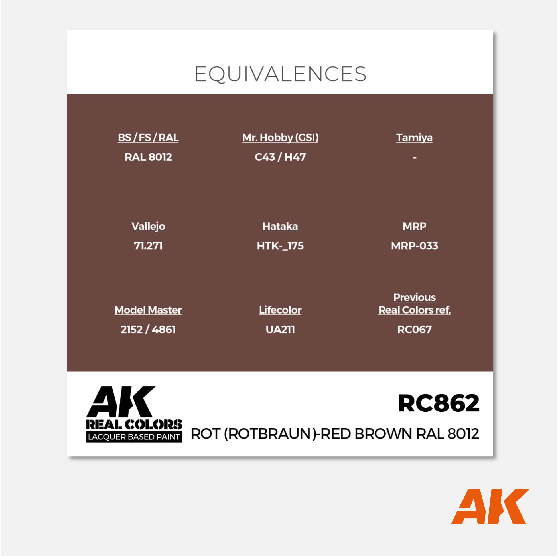 AK Interactive - Real Colors Lacquer Based Paint - Rot (Rotbraun)-Red Brown RAL 8012 - RC862 - Gothaforce