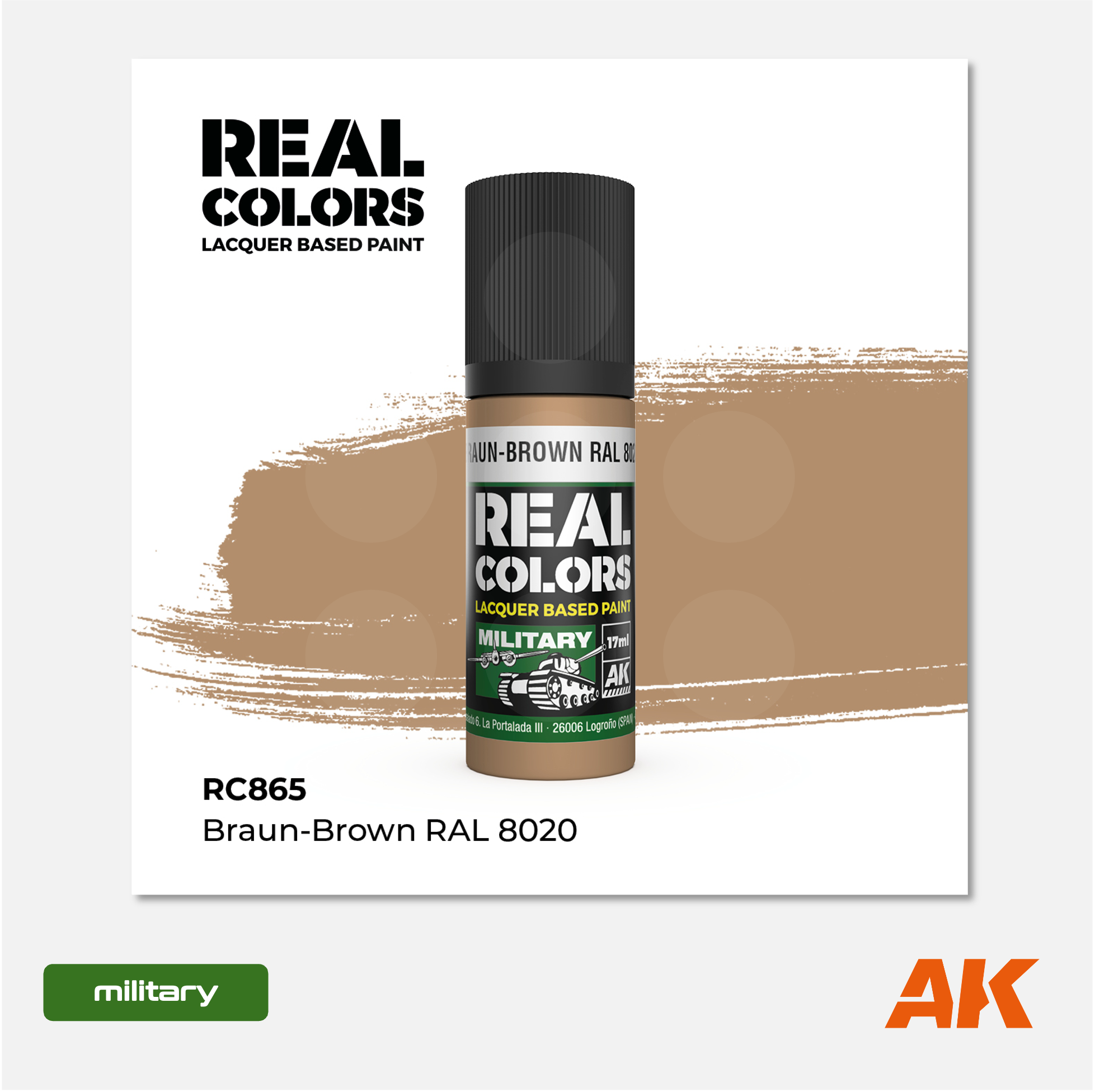 AK Interactive - Real Colors Lacquer Based Paint - Braun-Brown RAL 8020 - RC865 - Gothaforce
