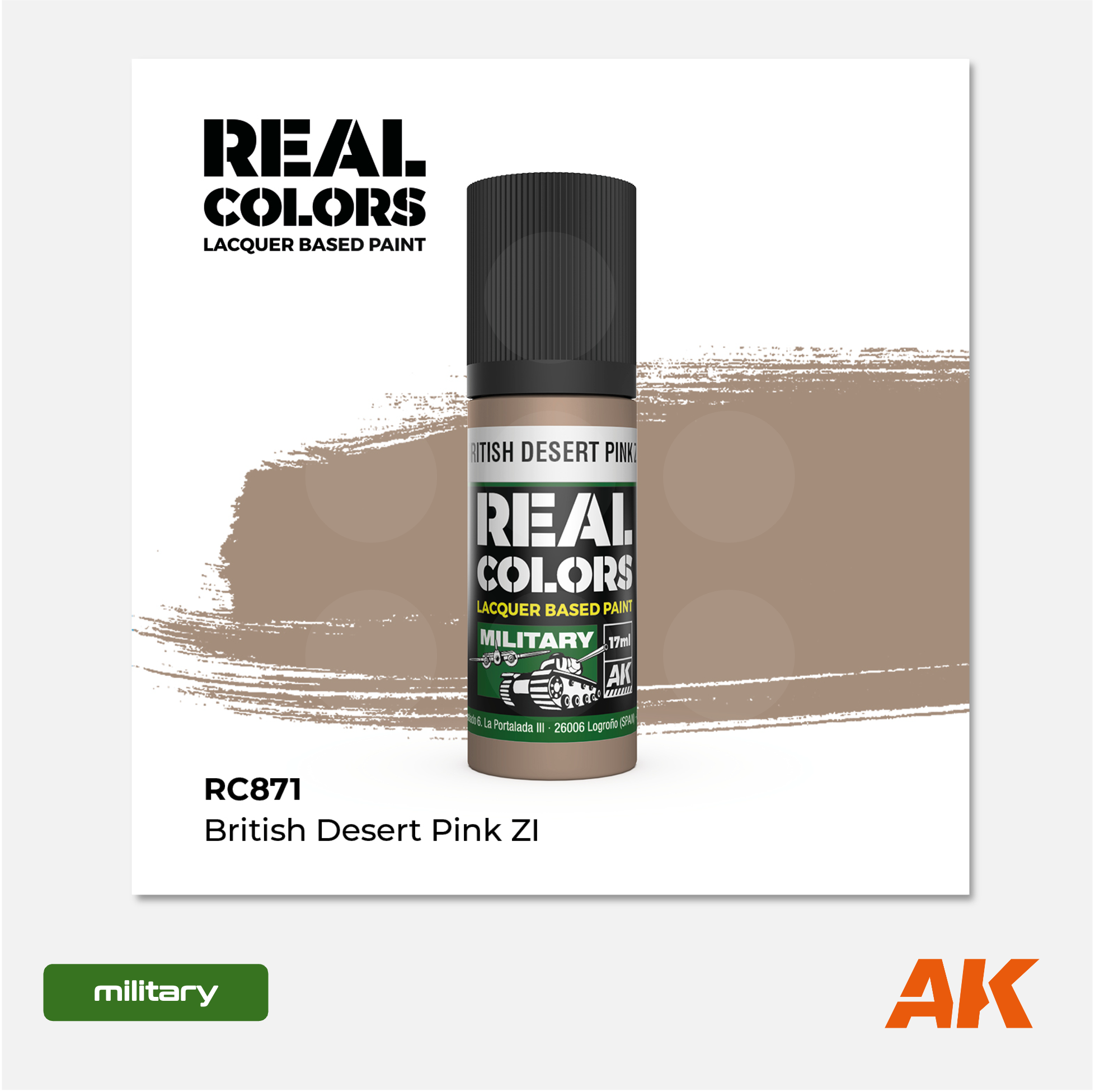 AK Interactive - Real Colors Lacquer Based Paint - British Desert Pink ZI - RC871 - Gothaforce