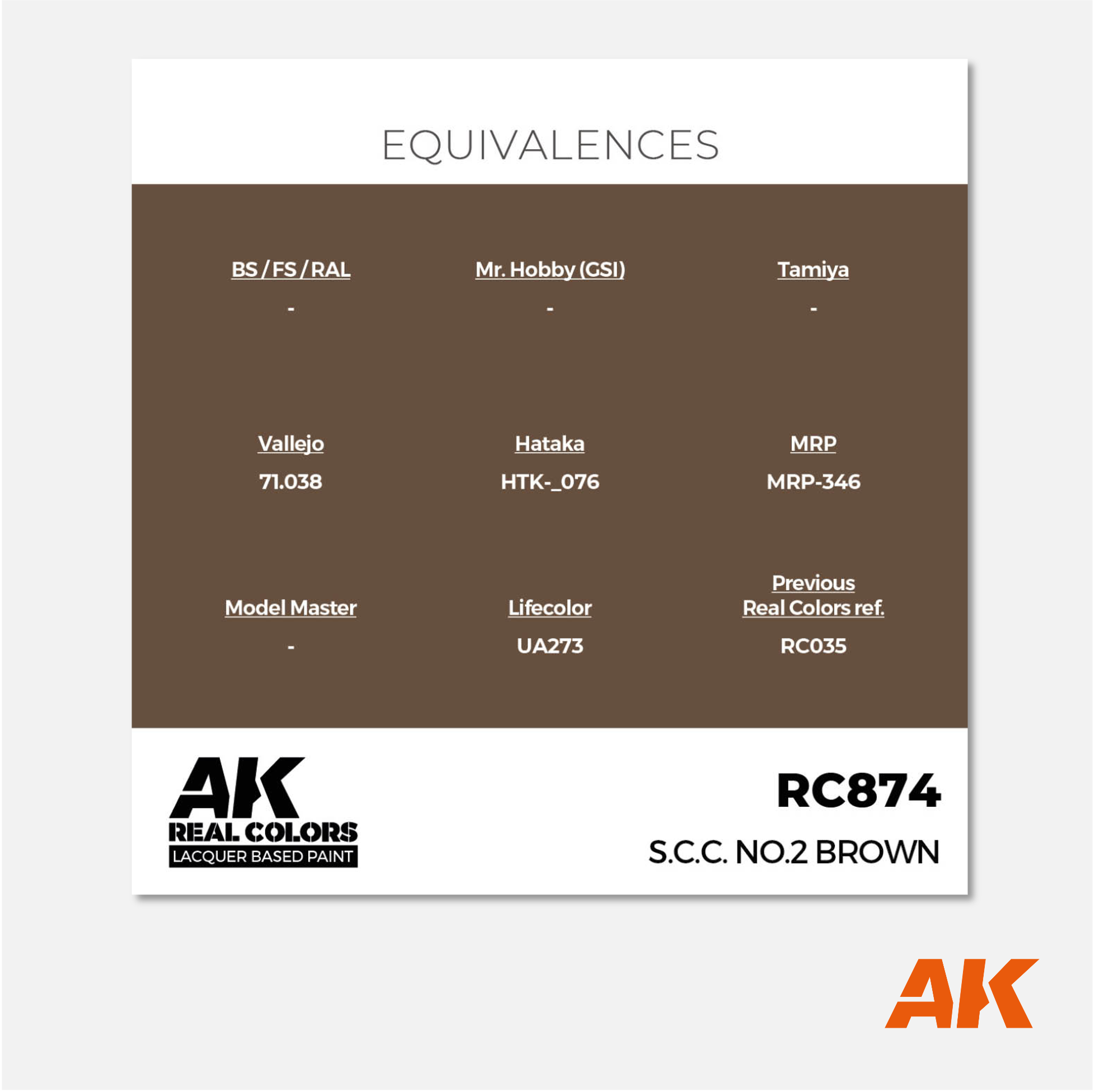 AK Interactive - Real Colors Lacquer Based Paint - S.C.C. N°2 Brown - RC874 - Gothaforce
