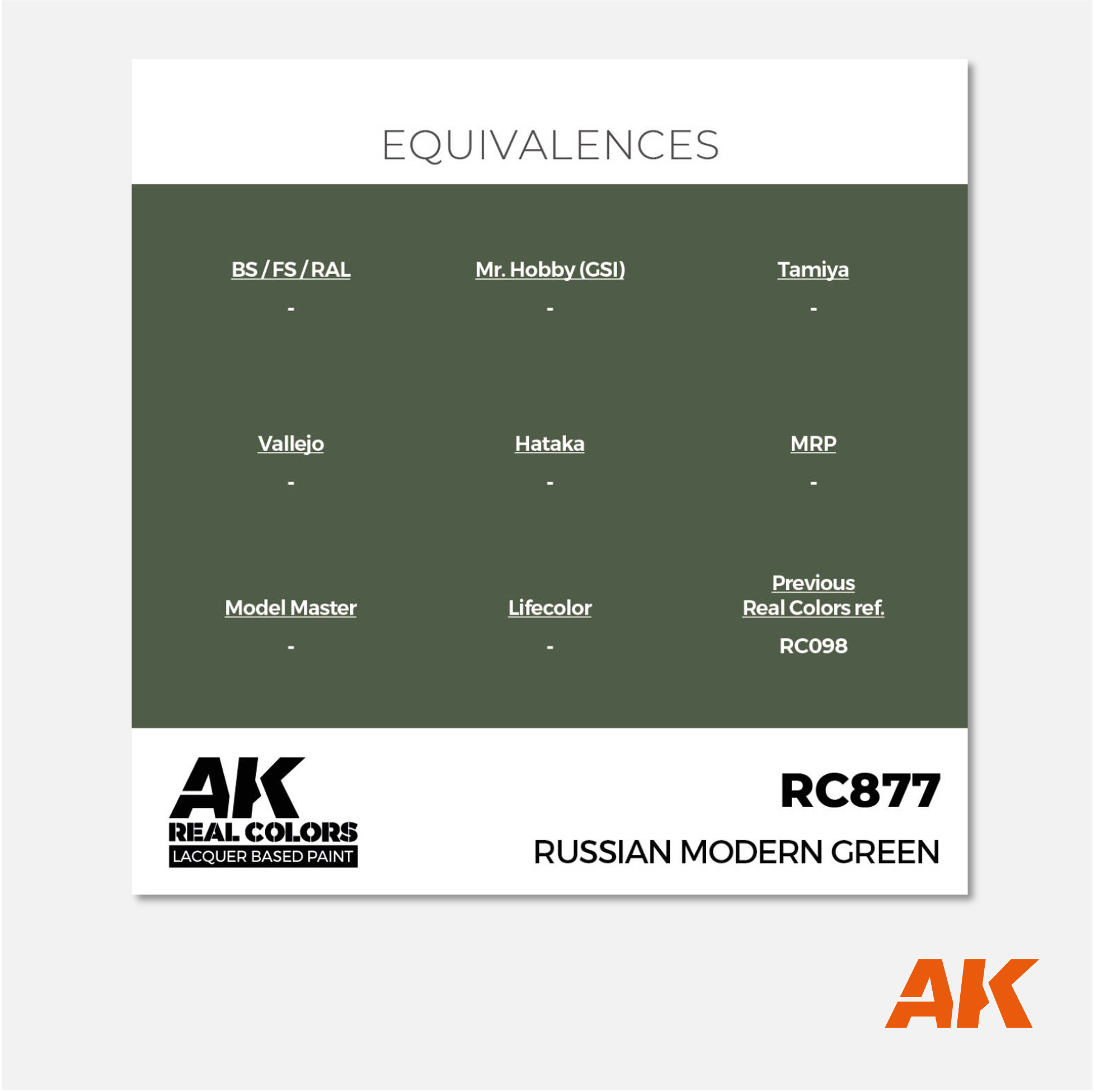 AK Interactive - Real Colors Lacquer Based Paint - Russian Modern Green - RC877 - Gothaforce