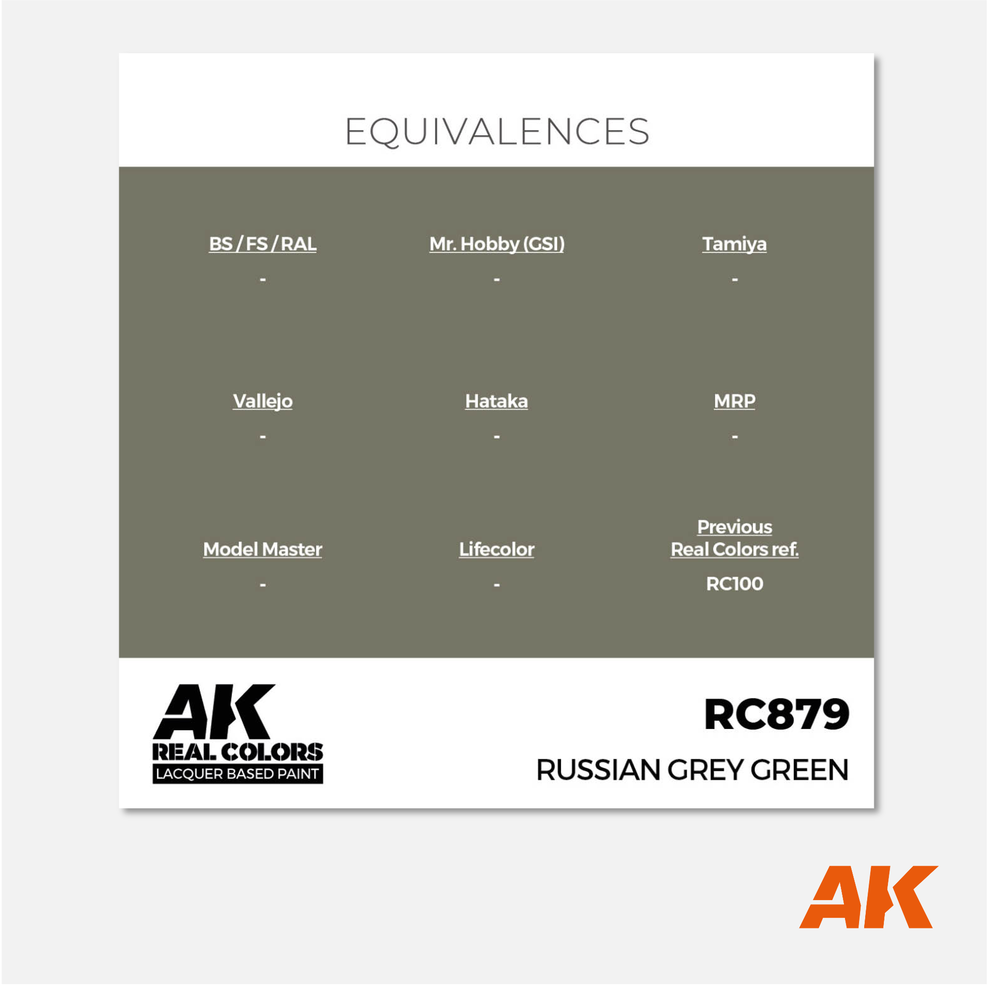 AK Interactive - Real Colors Lacquer Based Paint - Russian Grey Green - RC879 - Gothaforce