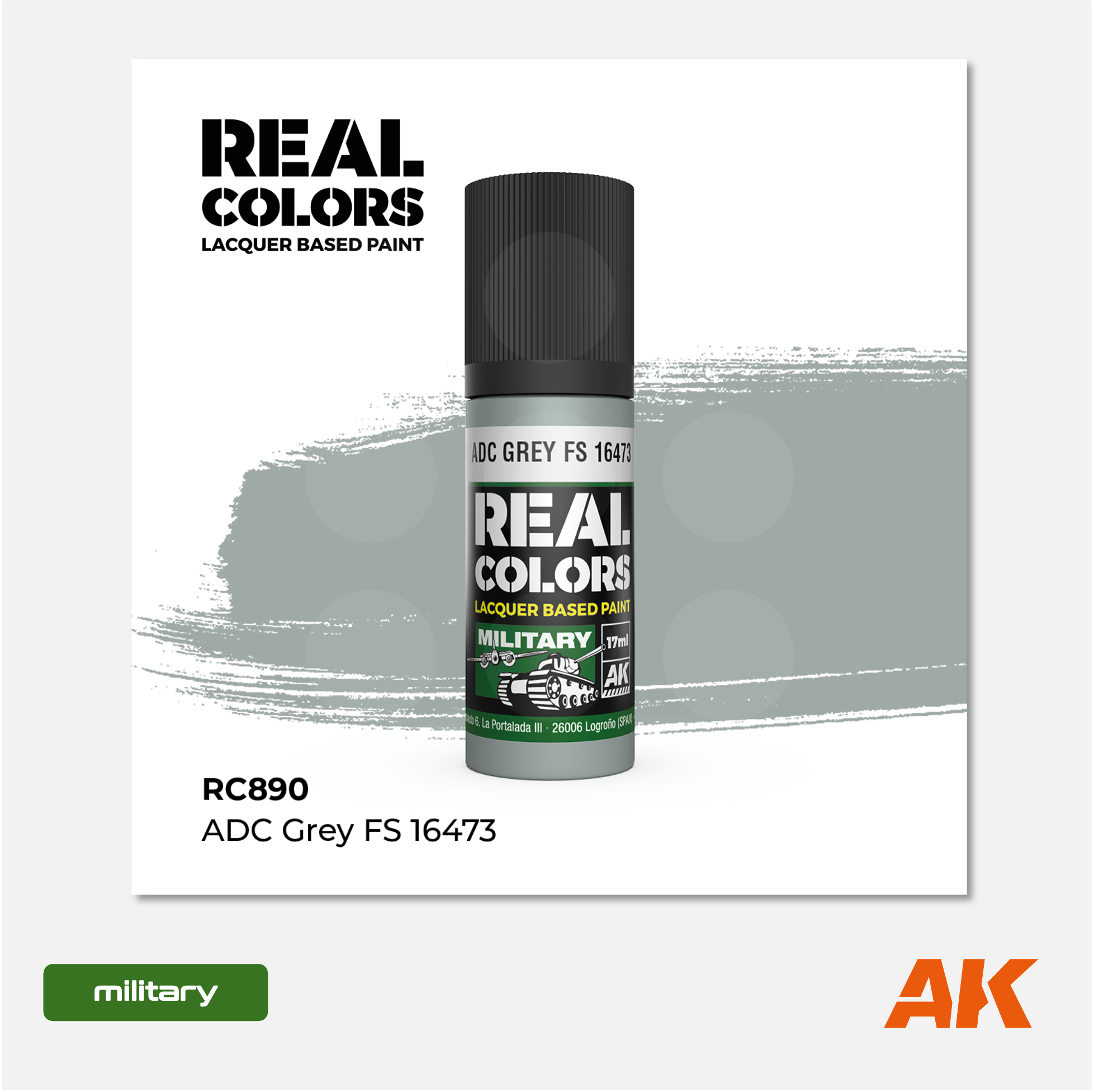 AK Interactive - Real Colors Lacquer Based Paint - ADC Grey FS 16473 - RC890 - Gothaforce