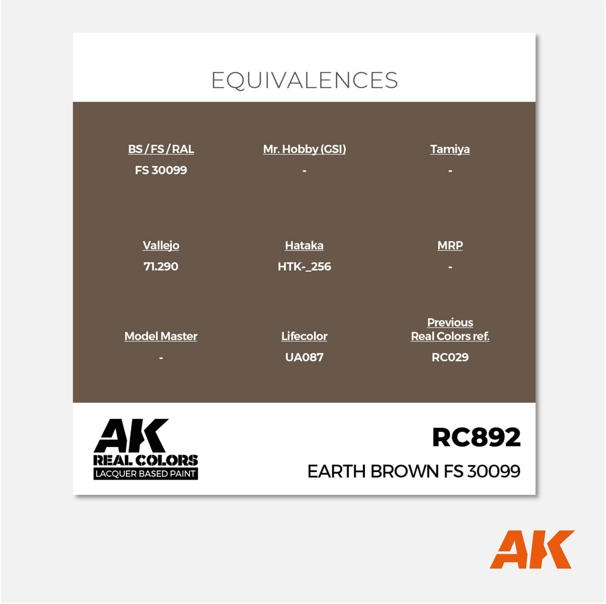 AK Interactive - Real Colors Lacquer Based Paint - Earth Brown FS 30099 - RC892 - Gothaforce
