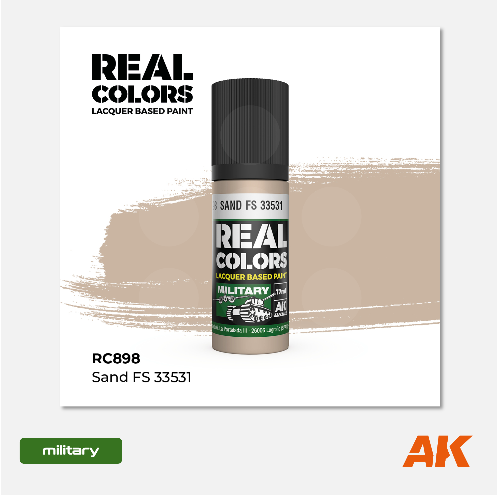 AK Interactive - Real Colors Lacquer Based Paint - Sand FS 33531 - RC898 - Gothaforce