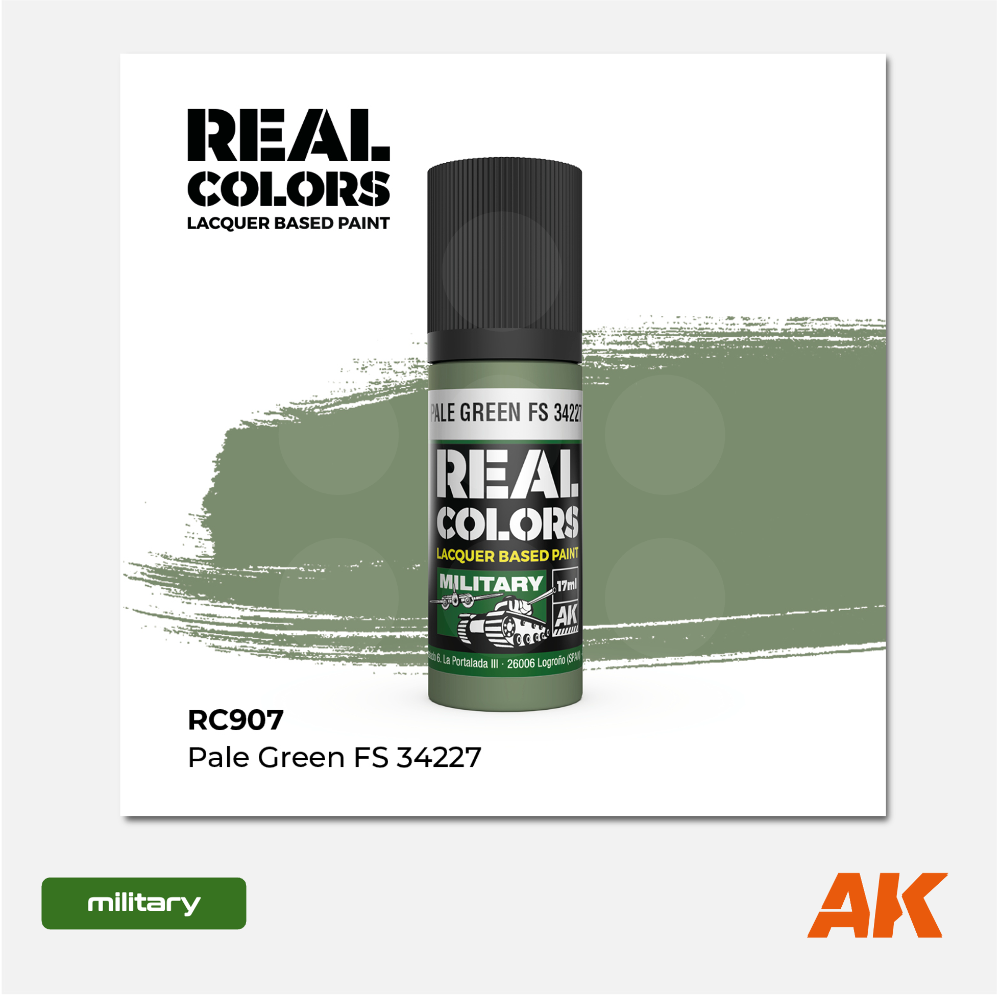 AK Interactive - Real Colors Lacquer Based Paint - Pale Green FS 34227 - RC907 - Gothaforce