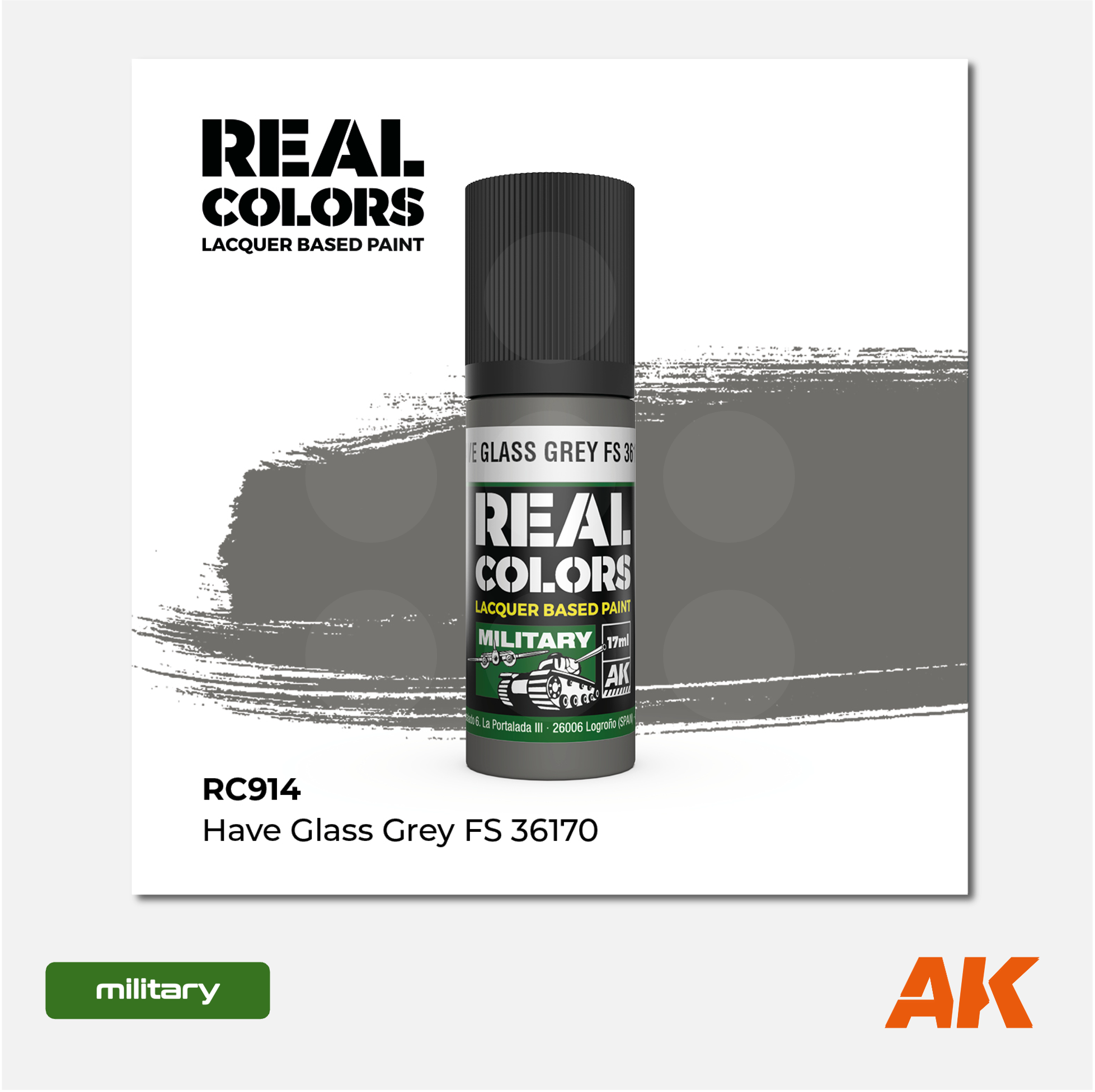 AK Interactive - Real Colors Lacquer Based Paint - Have Glass Grey FS 36170 - RC914 - Gothaforce