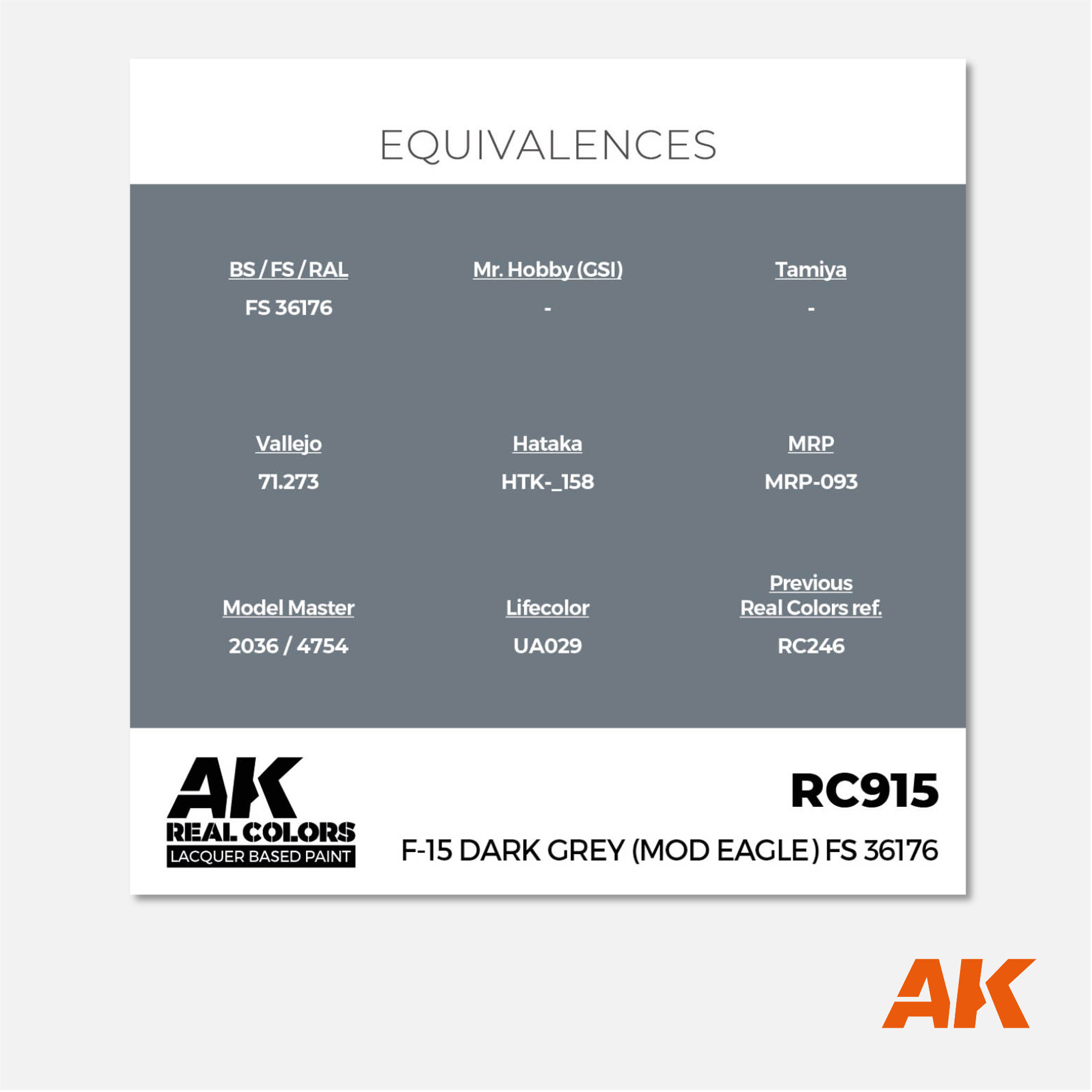 AK Real Colors - F-15 Dark Grey (Mod Eagle) FS 36176