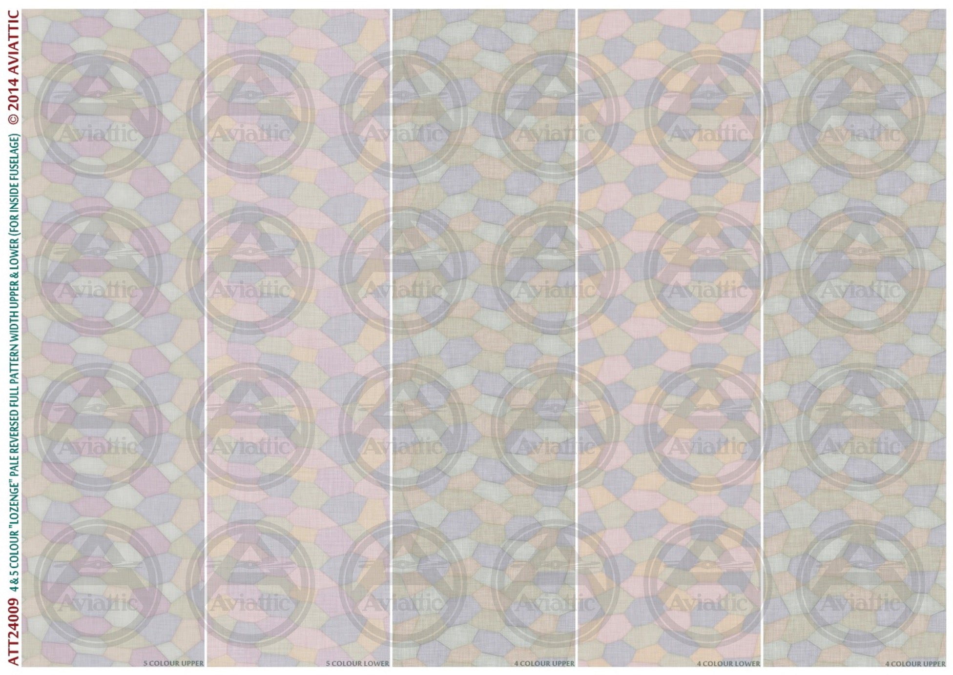1/24 - 4 & 5 colour lozenge - interior pale reversed - full pattern - upper & lower surfaces