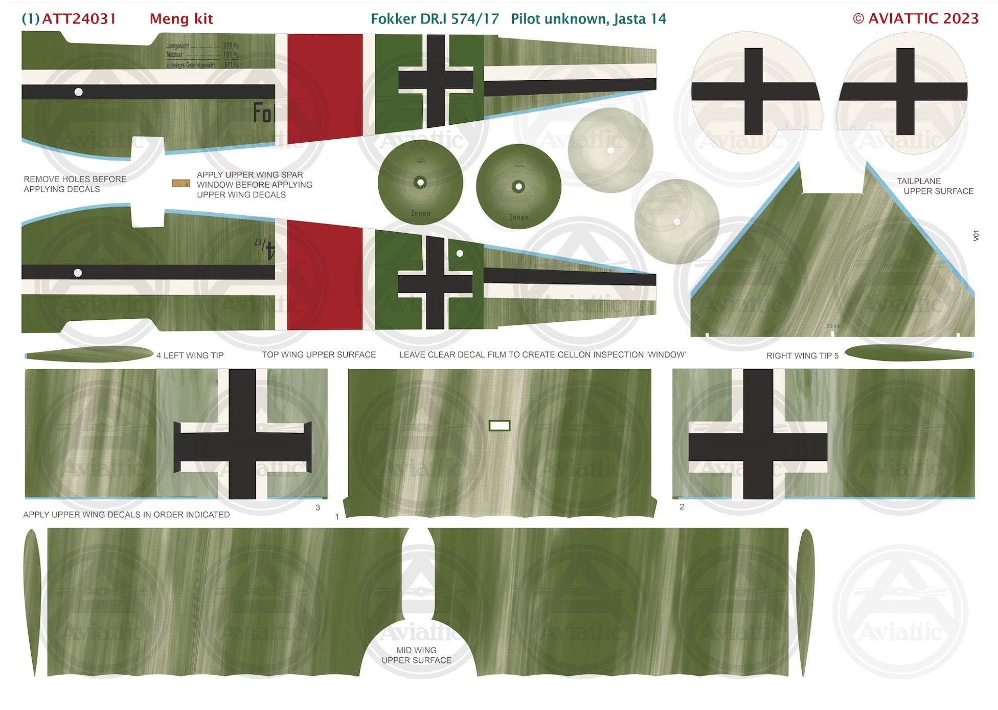 1/24 - Meng - Fokker Dr.I - 574/17 Pilot unknown - Jasta 14