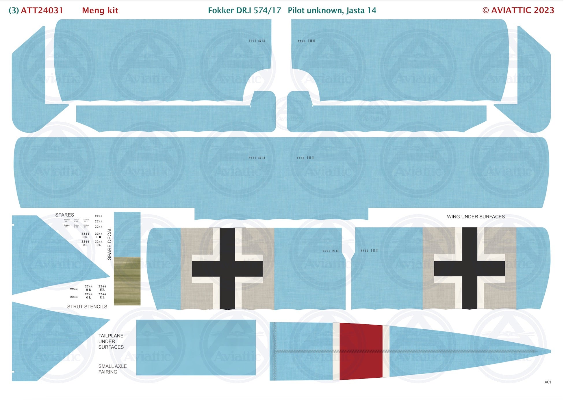 1/24 - Meng - Fokker Dr.I - 574/17 Pilot unknown - Jasta 14