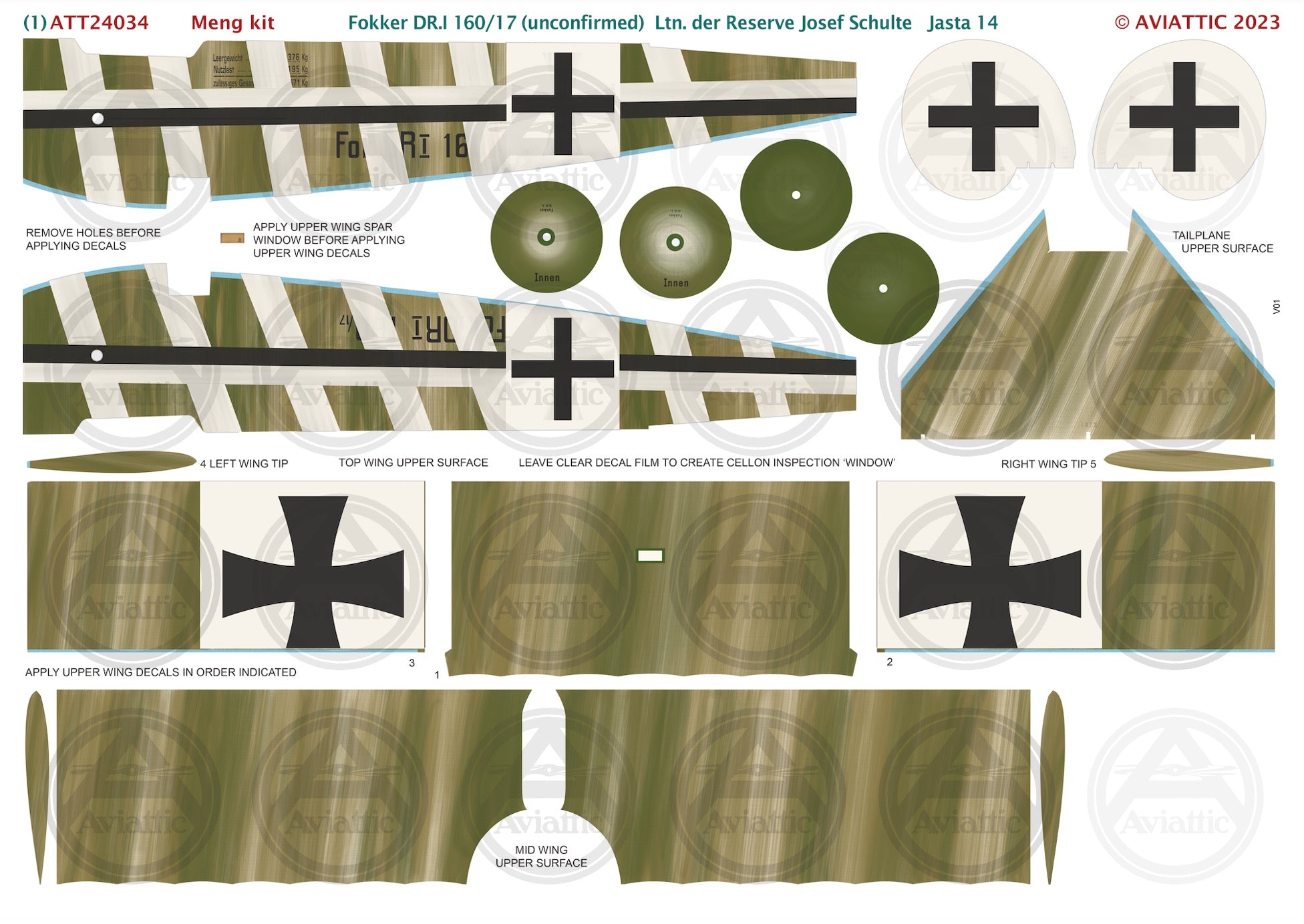 1/24 - Meng - Fokker Dr.I - 160/17 (unconfirmed) Lt. der Reserve Josef Schulte - Jasta 14