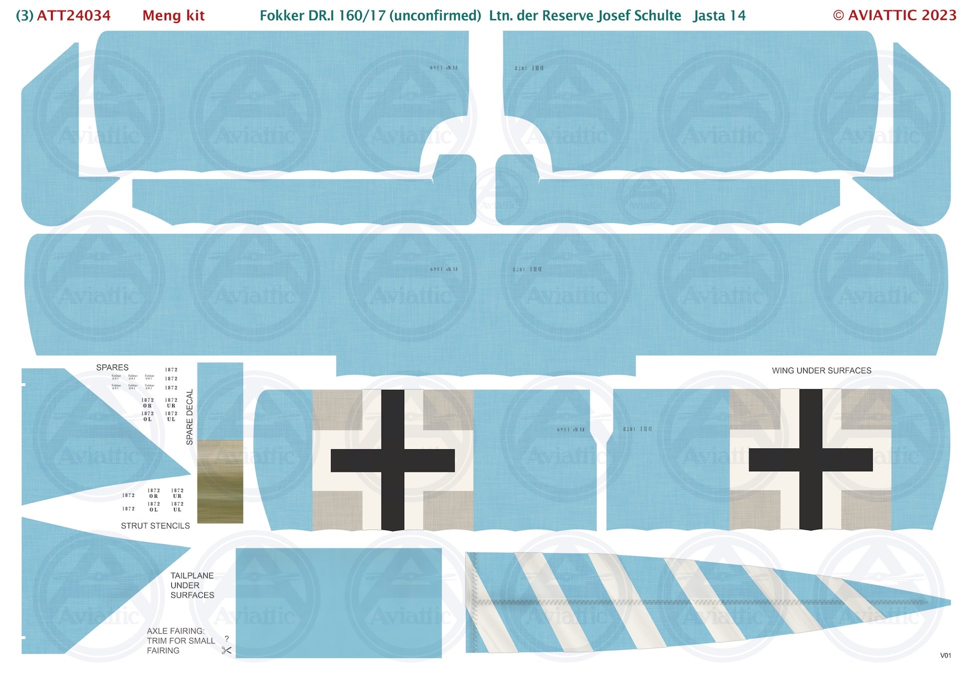 1/24 - Meng - Fokker Dr.I - 160/17 (unconfirmed) Lt. der Reserve Josef Schulte - Jasta 14