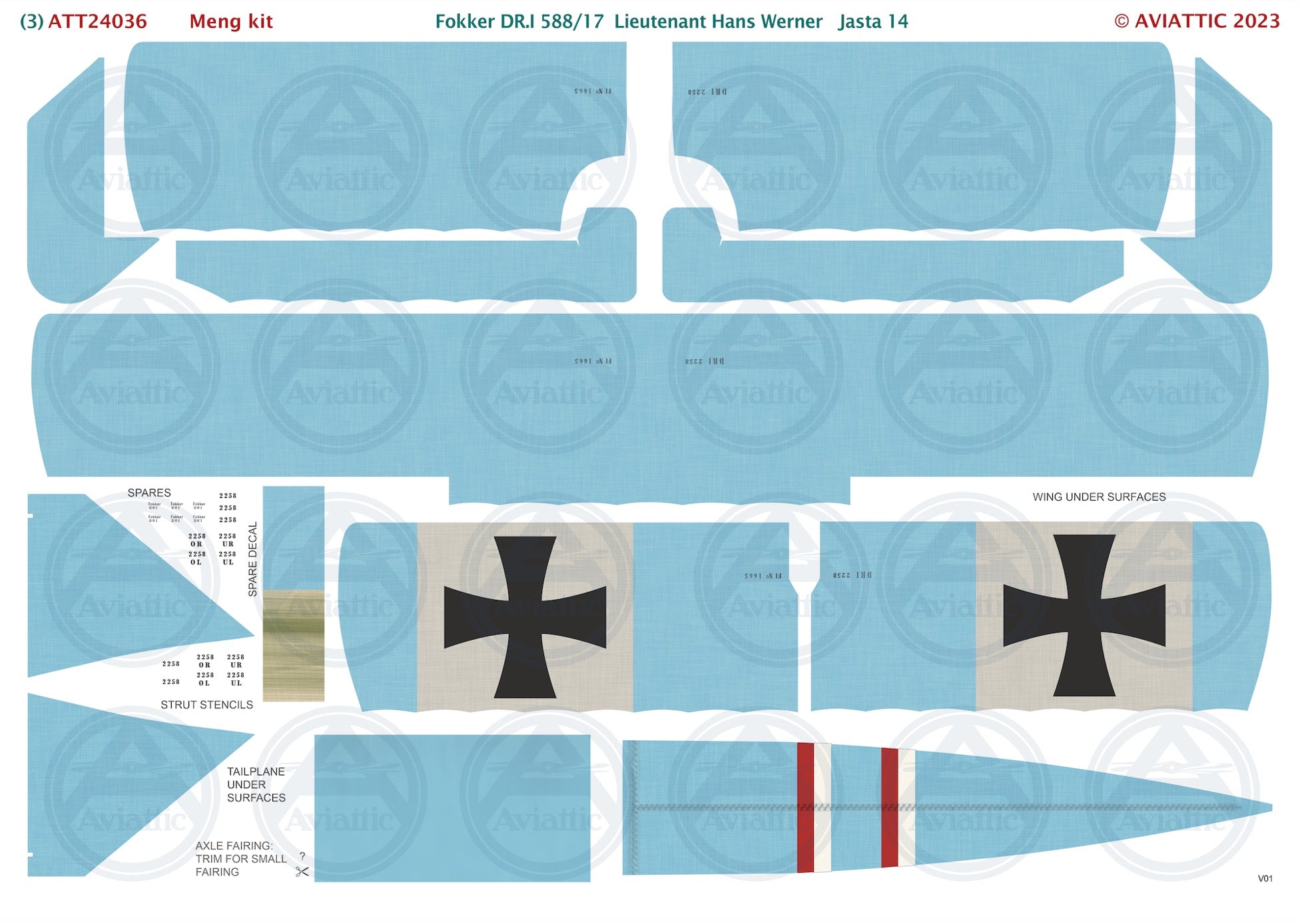 1/24 - Meng - Fokker Dr.I - 588/17 Lt. Hans Werner - Jasta 14