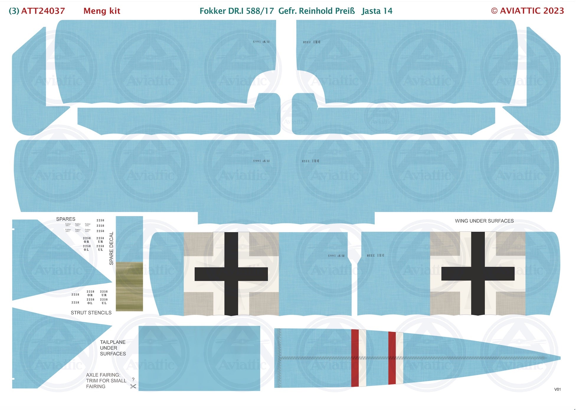 1/24 - Meng - Fokker Dr.I - 588/17 Gefr. Reinhold Preiß - Jasta 14
