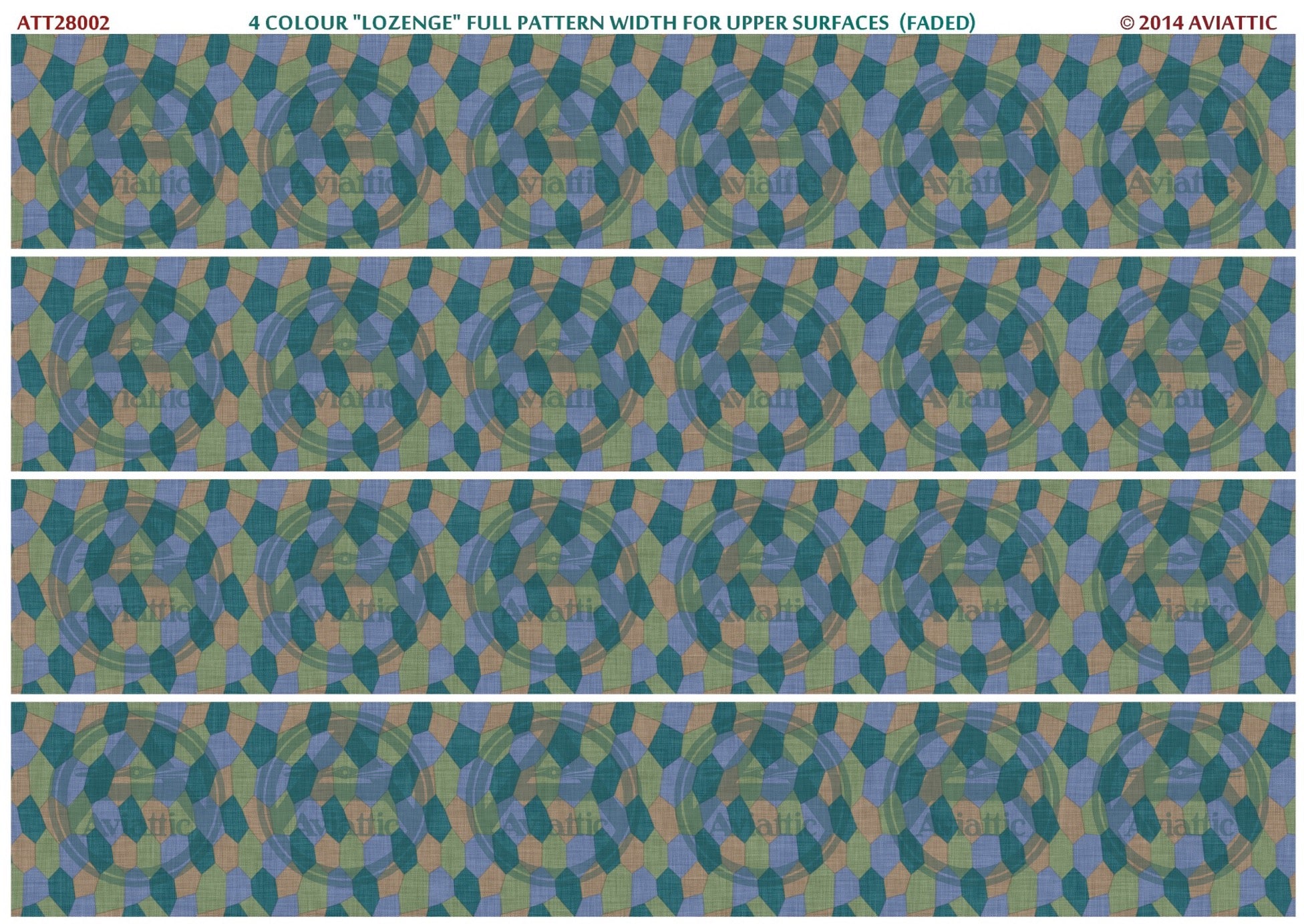 1/28 - 4 colour lozenge - full pattern - upper surfaces - faded