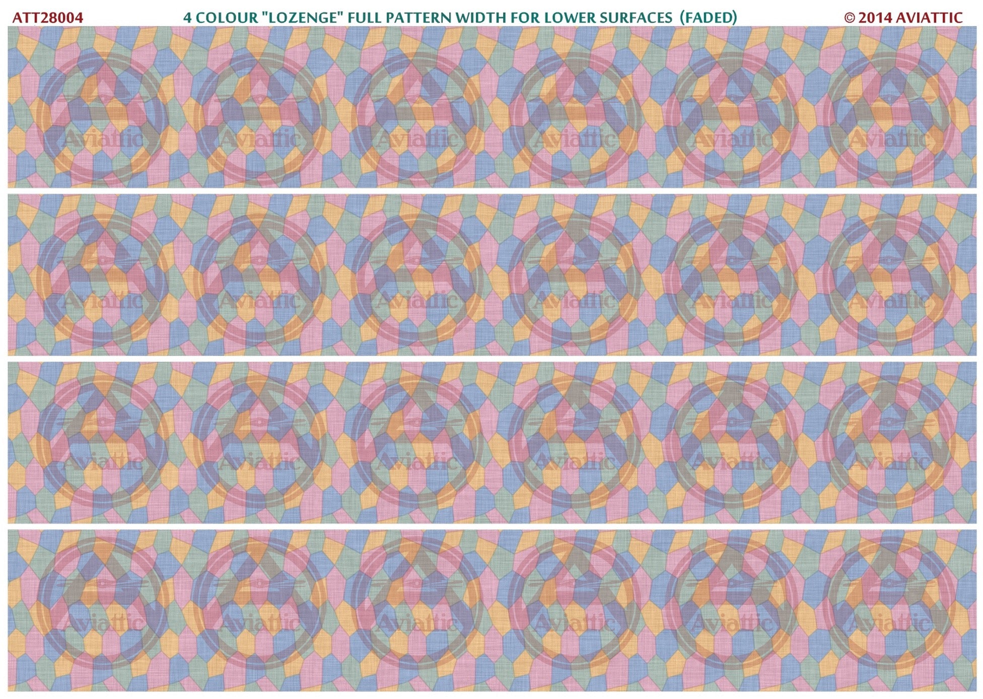 1/28 - 4 colour lozenge - full pattern - lower surfaces - faded