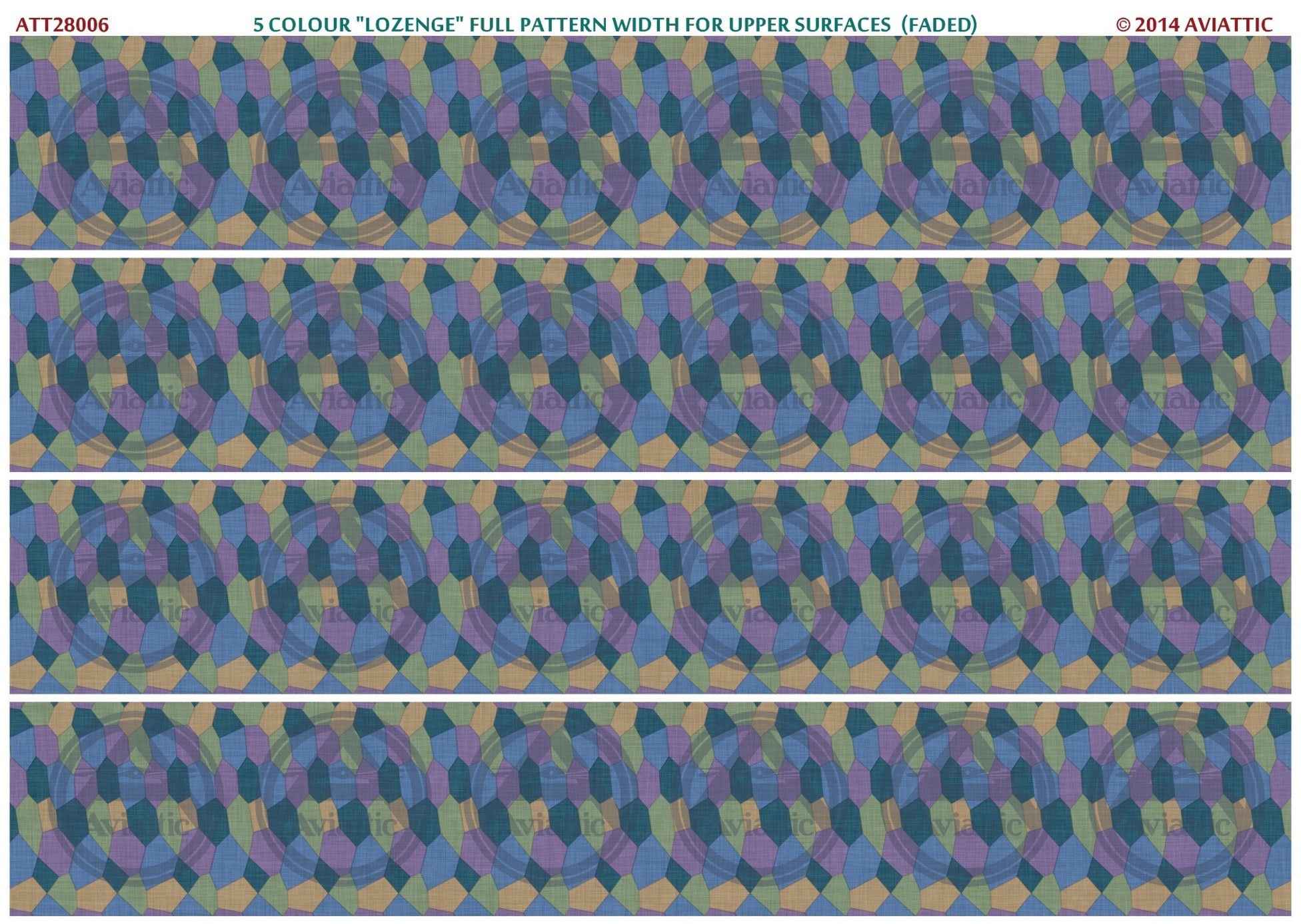 1/28 - 5 colour lozenge - full pattern - upper surfaces - faded
