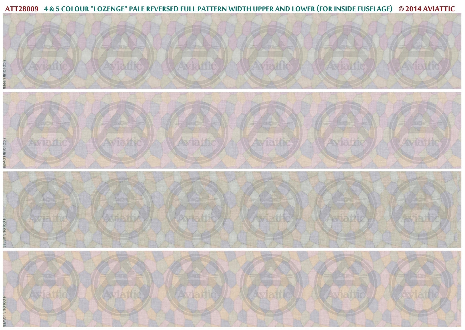 1/28 - 4 & 5 colour lozenge - interior pale reversed - full pattern - upper & lower surfaces