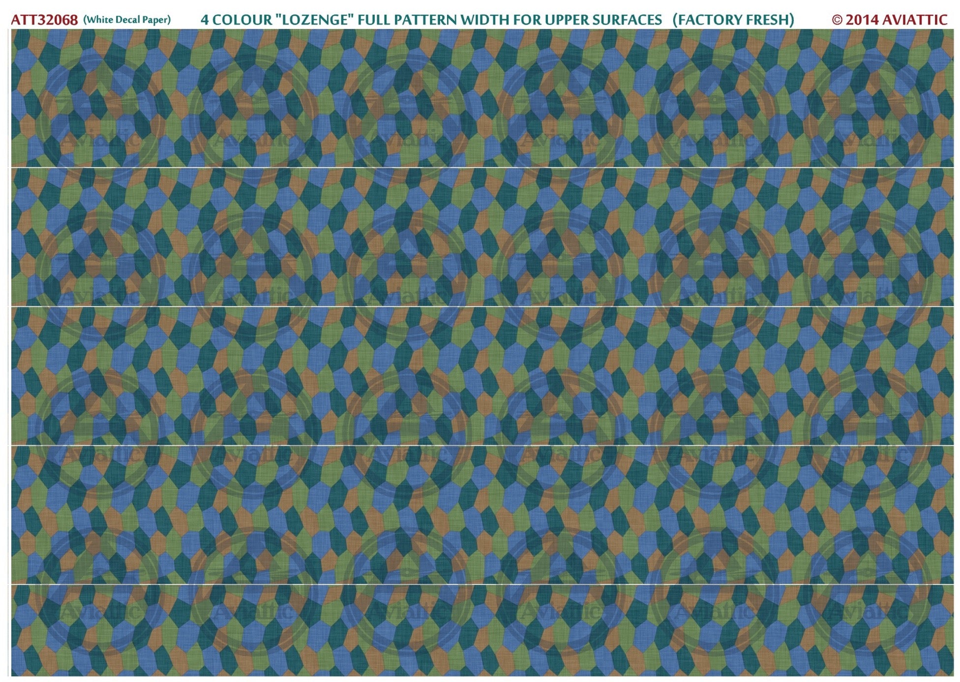 4 colour lozenge Full Pattern Upper surfaces Factory Fresh (white decal paper!!)