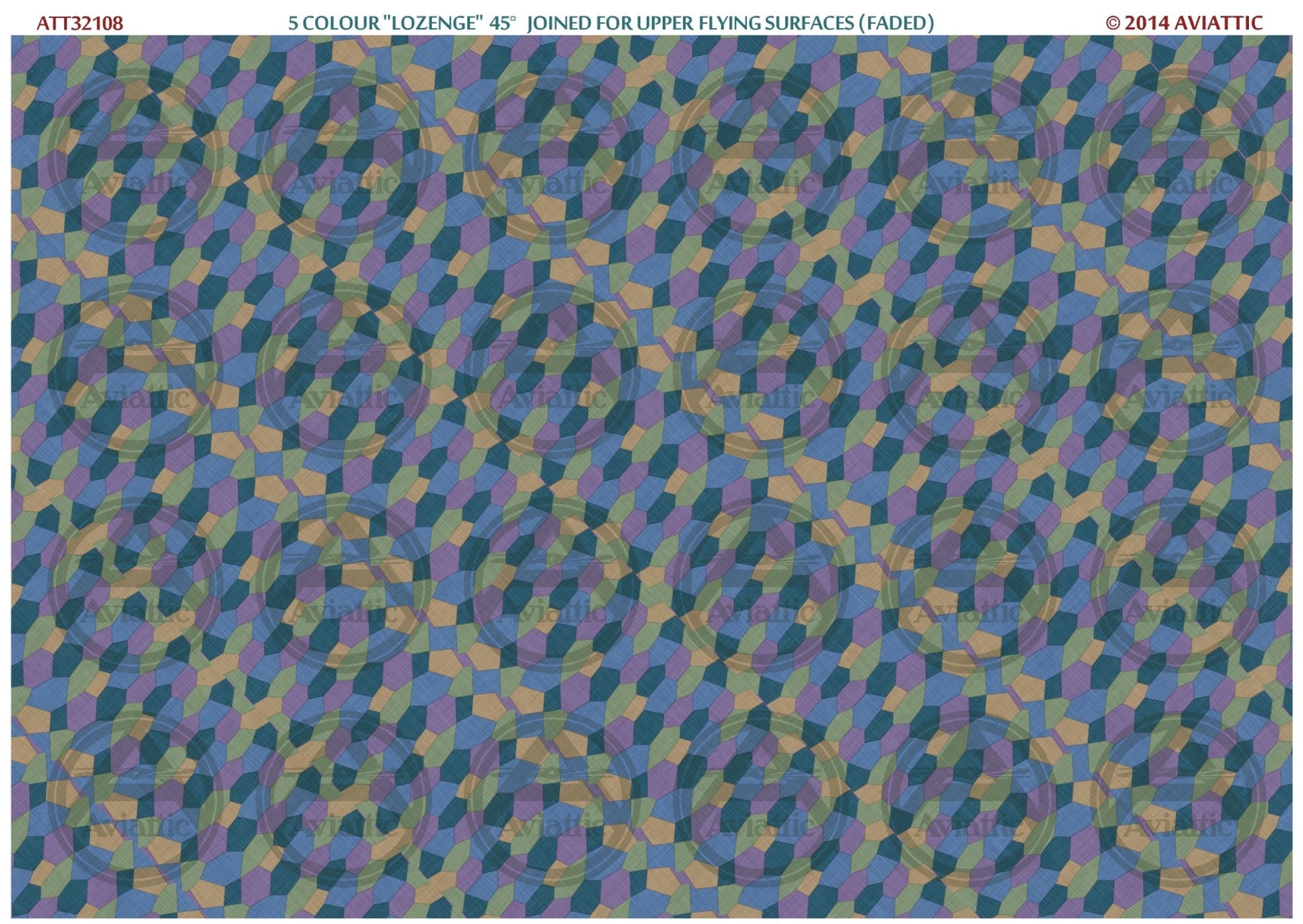 1/32 - 5 colour lozenge 45 degrees - joined - upper flying surfaces - faded