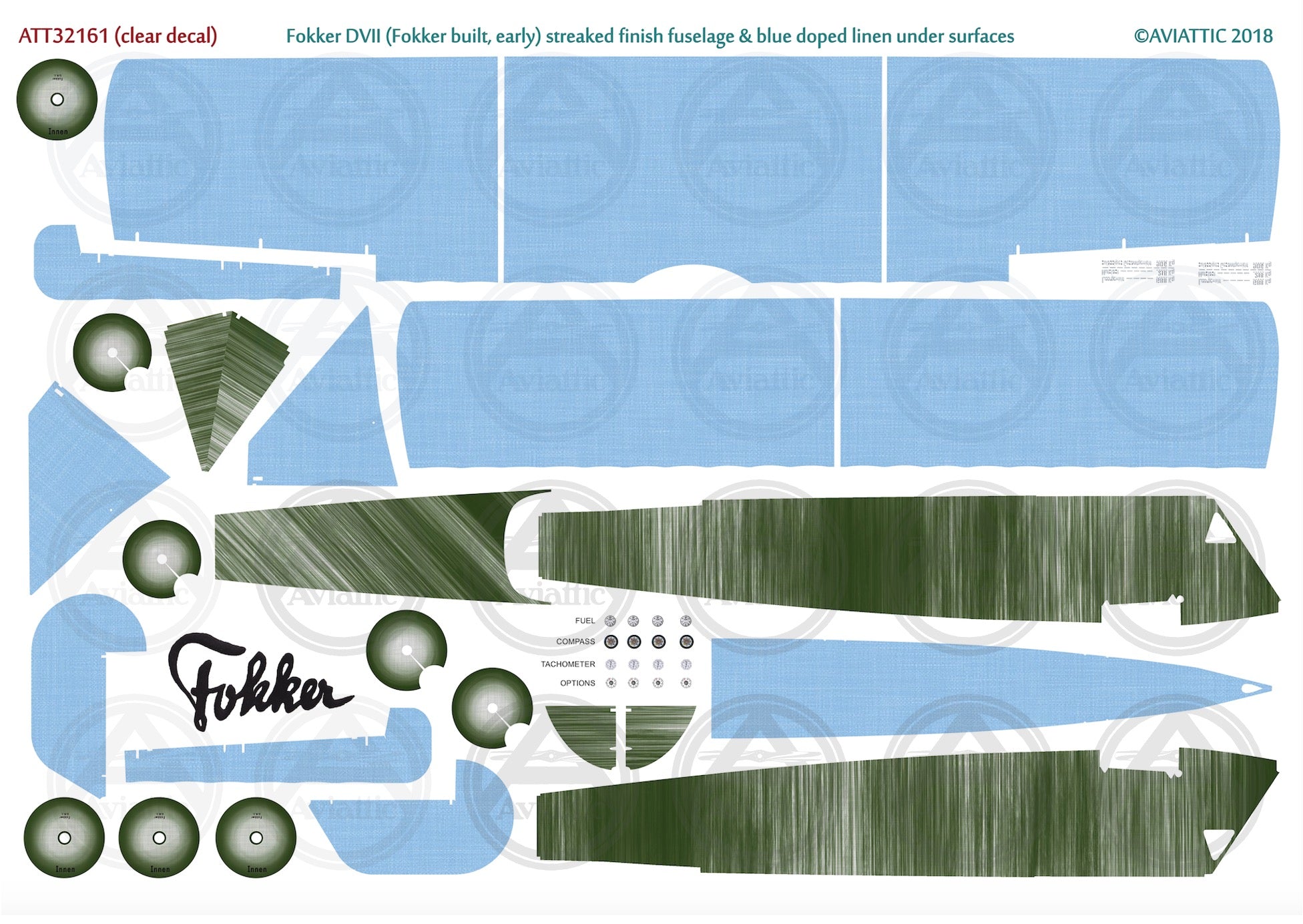 1/32 - Wingnut Wings - Fokker D.VII (Fok) - streaked finish fuselage & blue doped linen under surfaces