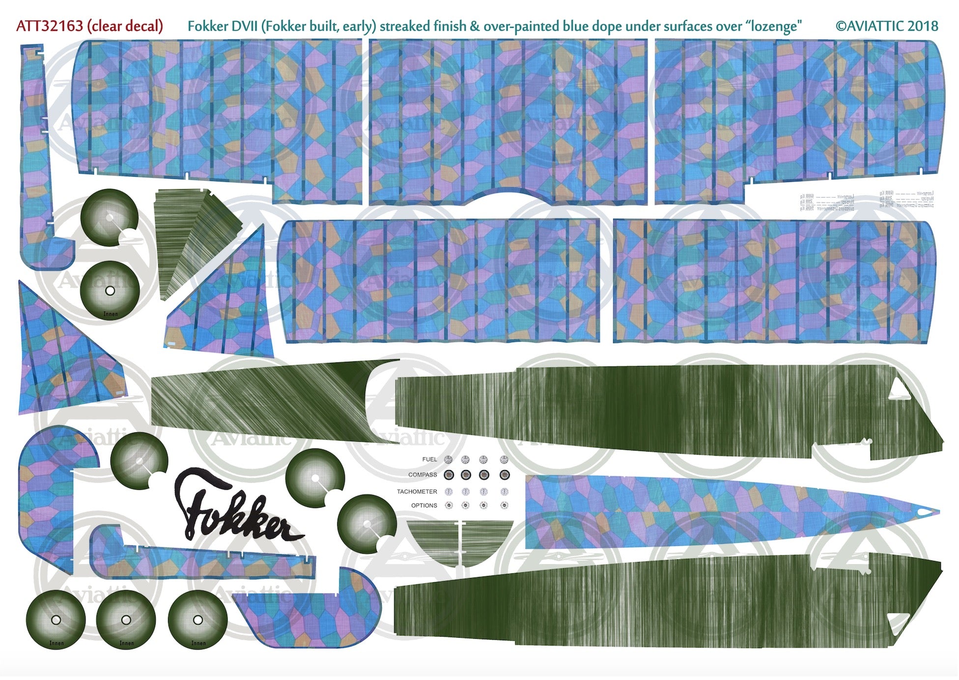 1/32 - Wingnut Wings - Fokker D.VII (Fok early) - streaked finish fuselage - over-painted blue doped linen undersurfaces over lozenge