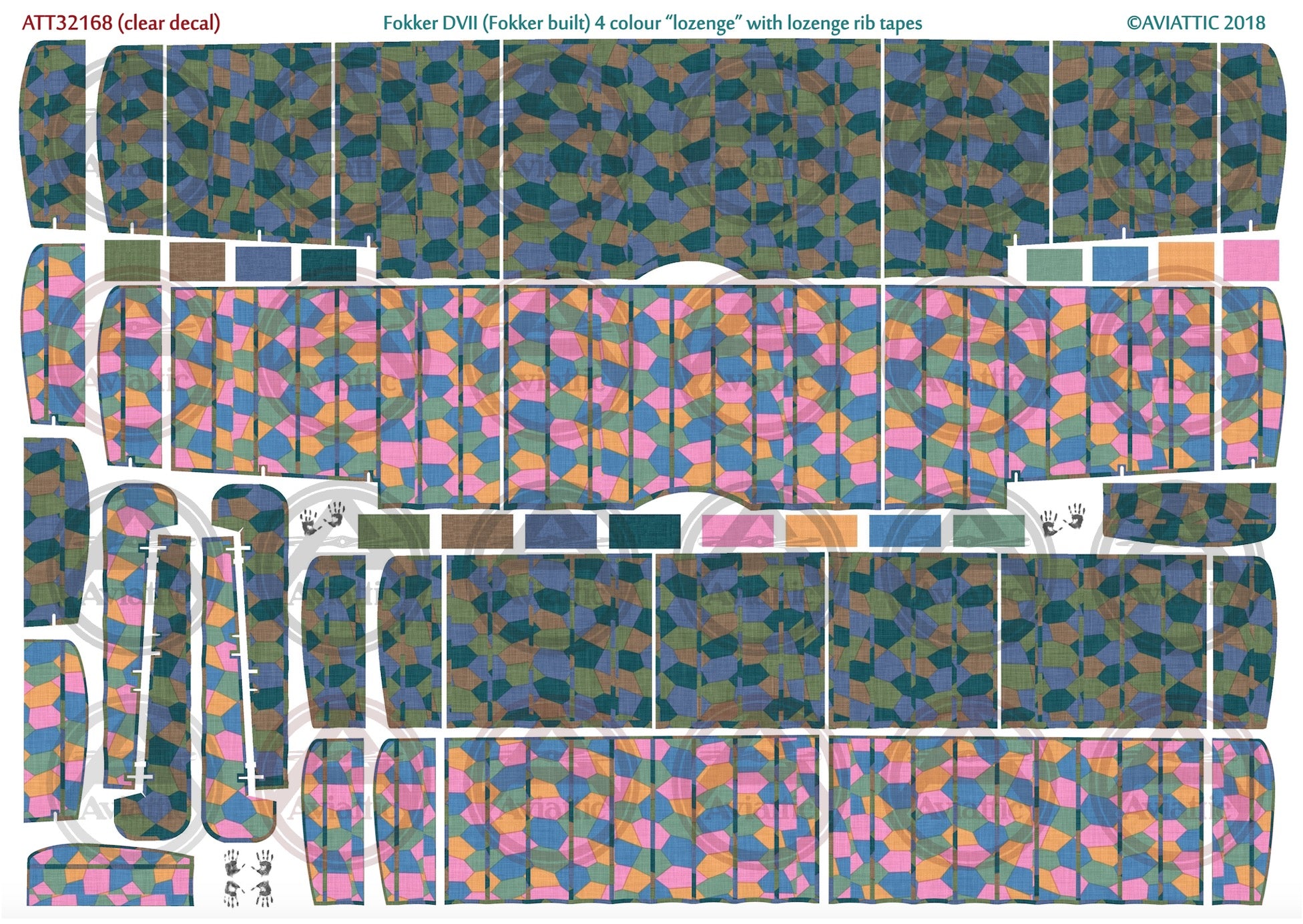 1/32 - Wingnut Wings - Fokker D.VII (Fok) - 4 colour Lozenge with lozenge rib tapes