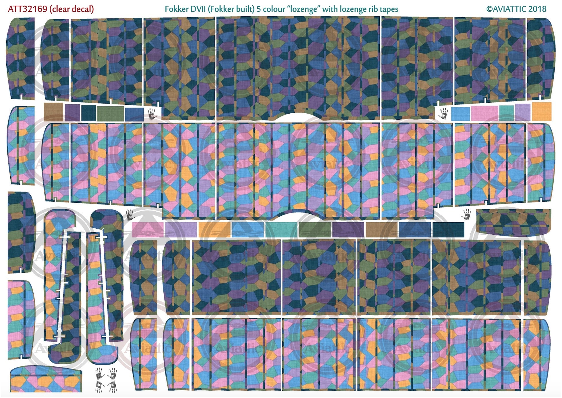 1/32 - Wingnut Wings - Fokker D.VII (Fok) - 5 colour lozenge - wings - lozenge tapes