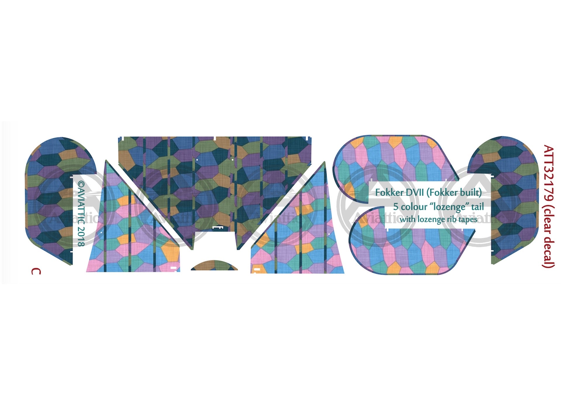 1/32 - Wingnut Wings - Fokker D.VII (Fok) - 5 colour lozenge - tail - lozenge tapes