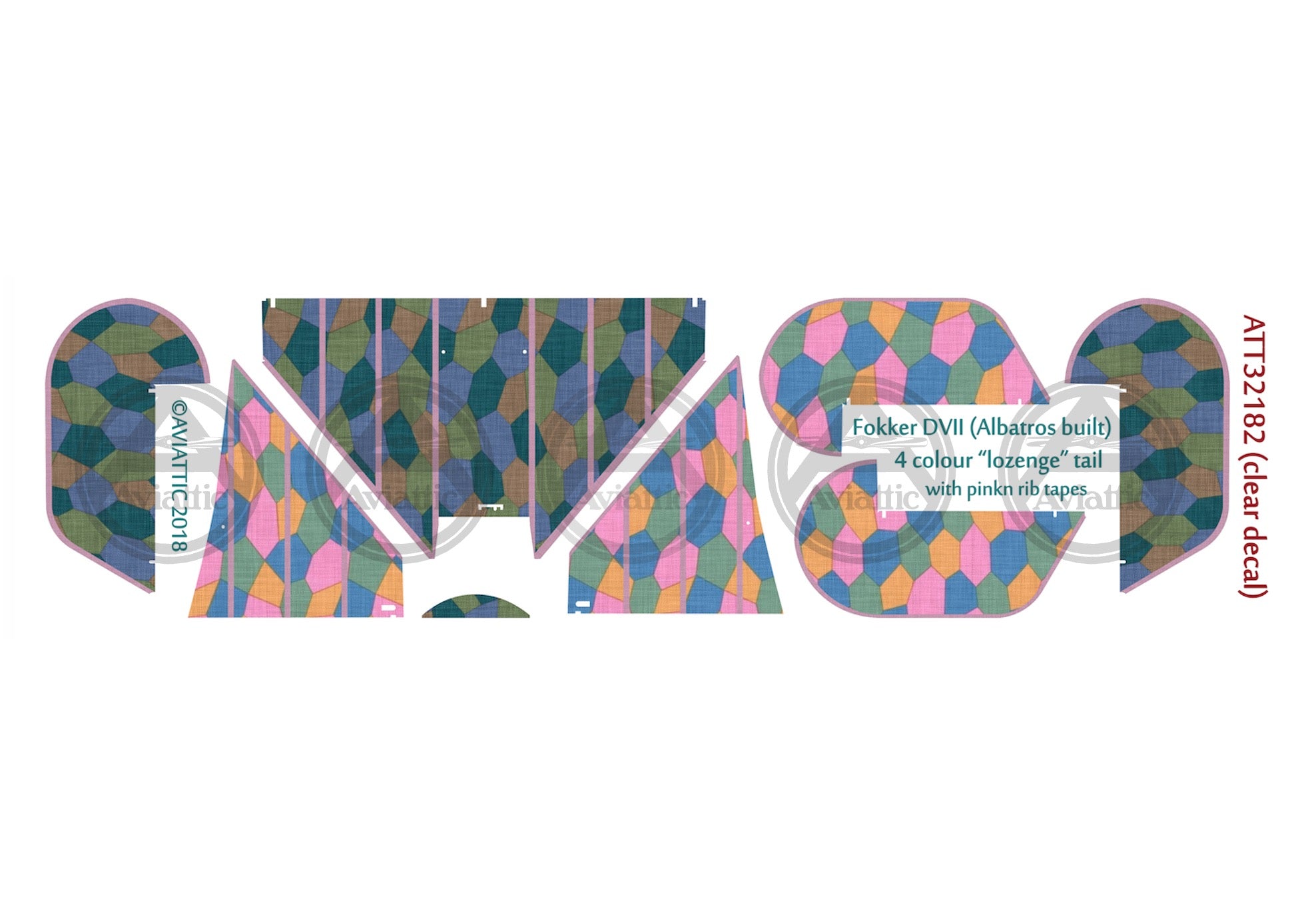 1/32 - Wingnut Wings - Fokker D.VII (Alb) - 4 colour lozenge - tail - pink tapes