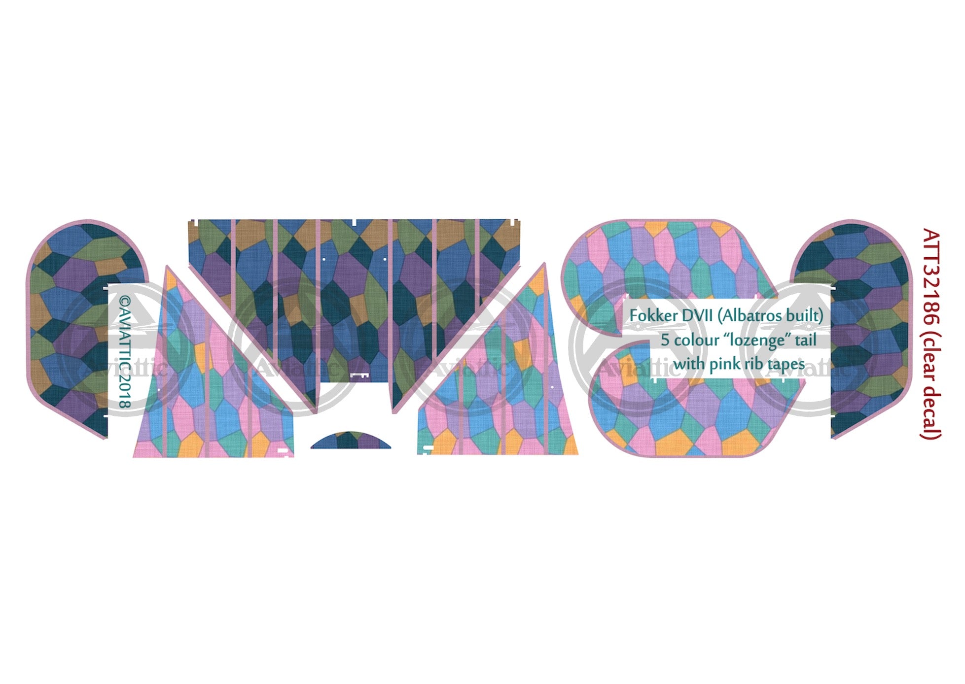 1/32 - Wingnut Wings - Fokker D.VII (Alb) - 5 colour lozenge - tail - pink tapes