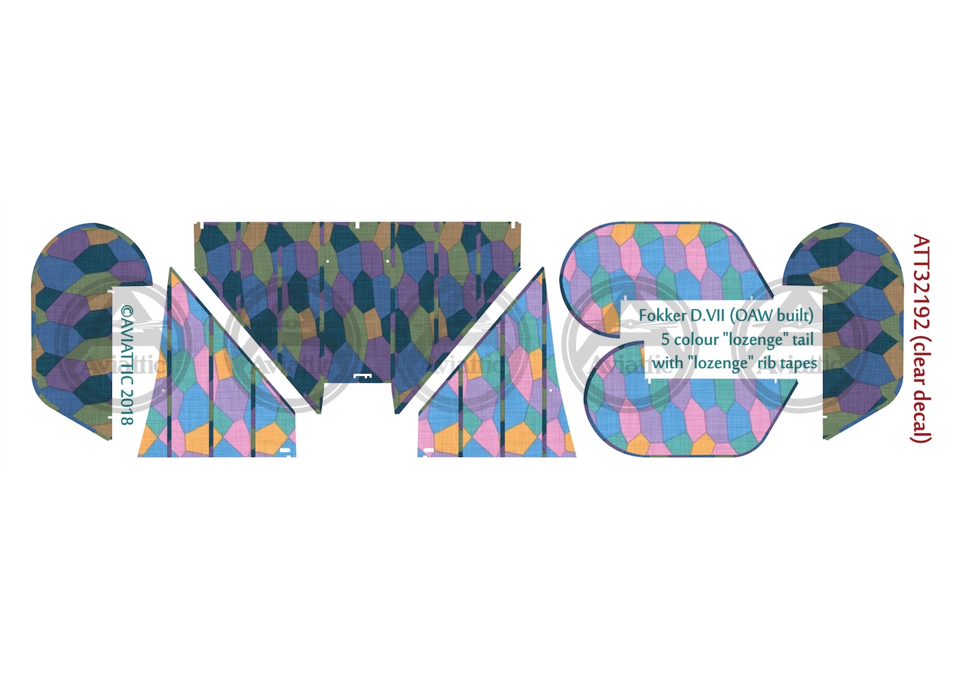 1/32 - Wingnut Wings - Fokker D.VII (OAW) - 5 colour lozenge - tail - lozenge tapes