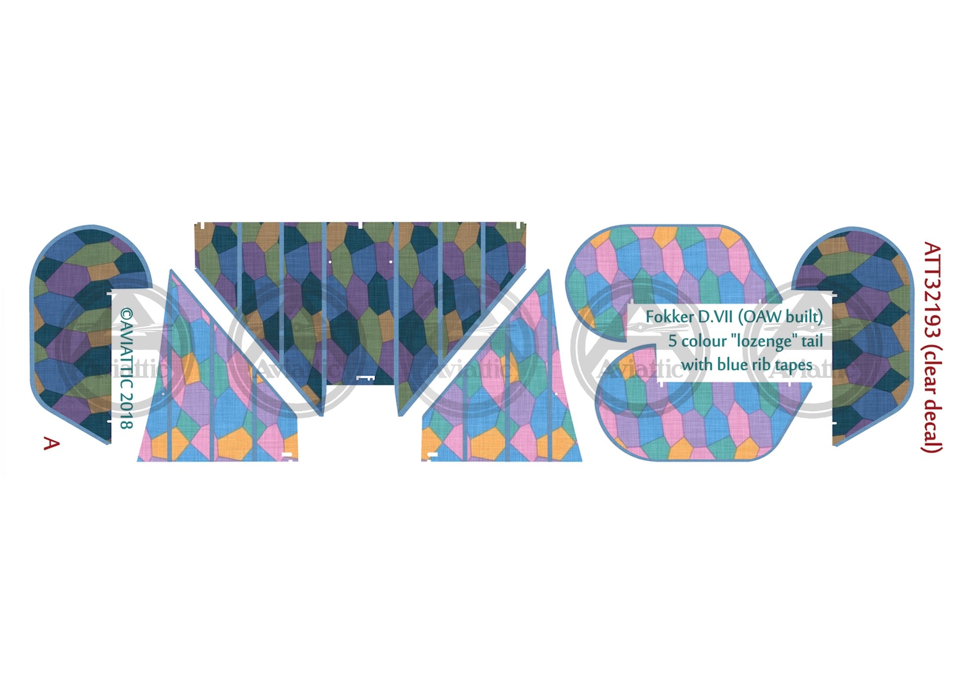 1/32 - Wingnut Wings - Fokker D.VII (OAW) - 5 colour lozenge - tail - blue tapes