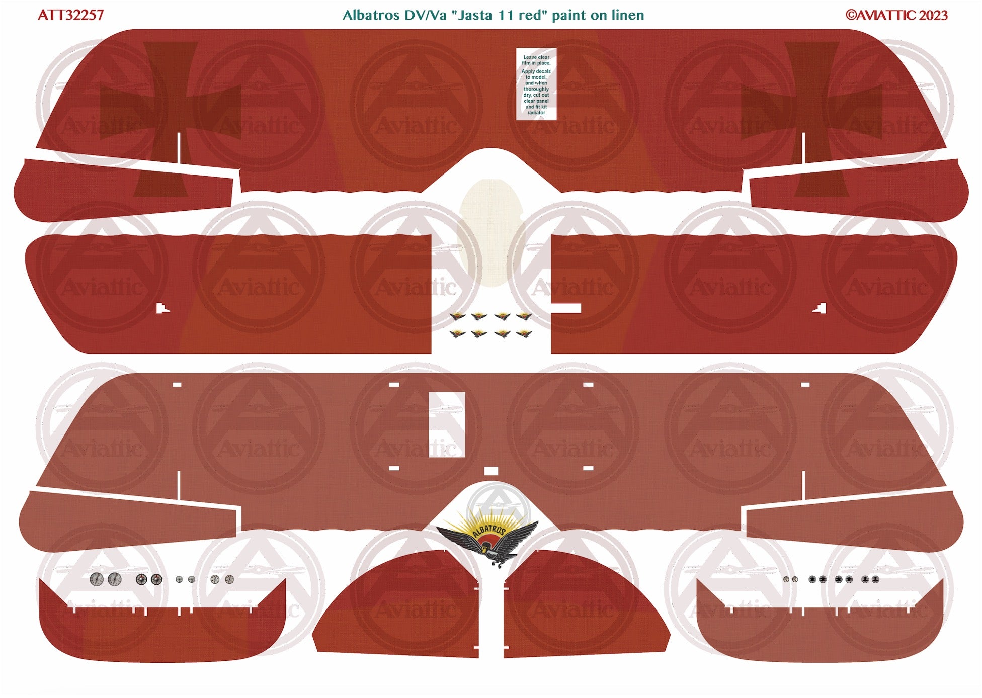 1/32 - Wingnut Wings - Albatros D.V(a) - Jasta 11 red paint on linen, national markings overpainted
