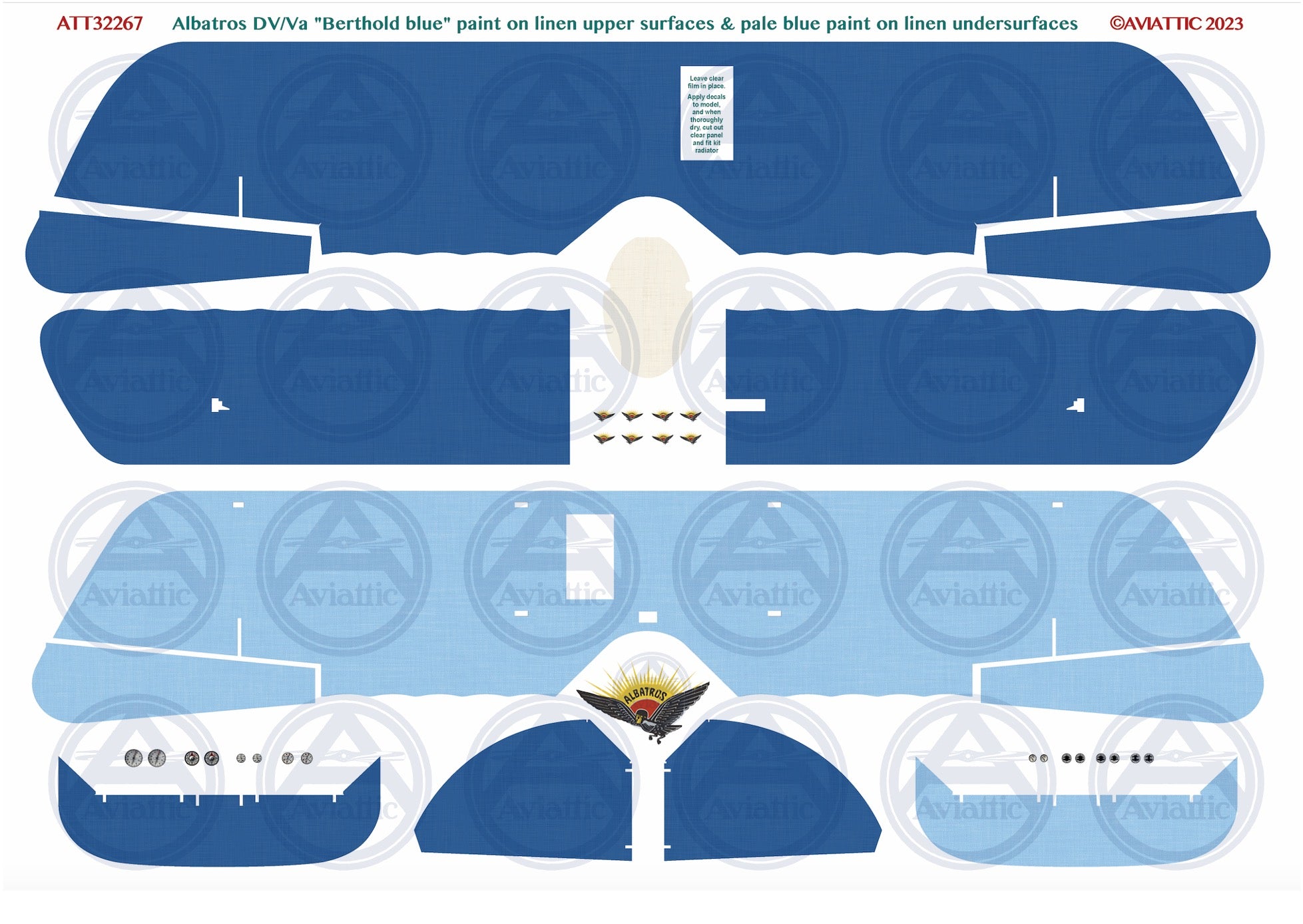 1/32 - Wingnut Wings - Albatros D.V(a) - Berthold Blue linen upper / pale blue linen lower surfaces