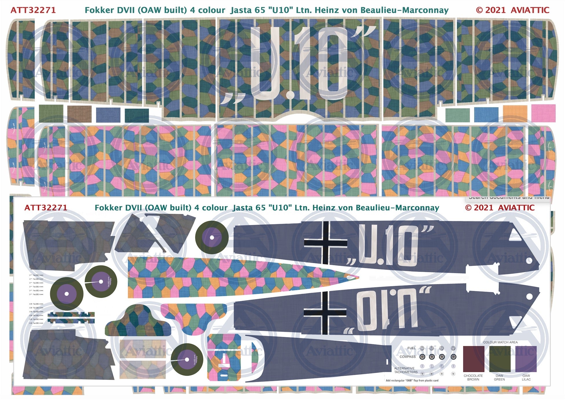 1/32 - Wingnut Wings - Fokker D.VII (OAW mid) - Jasta 65 U10 - Lt.Heinz von Beaulieu-Marconnay