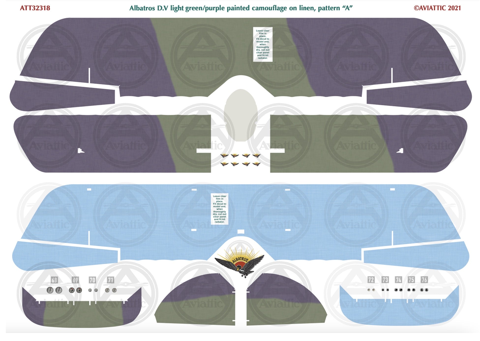 1/32 - Wingnut Wings - Albatros D.V(a) - Painted Camouflage on Linen - scheme A - faded
