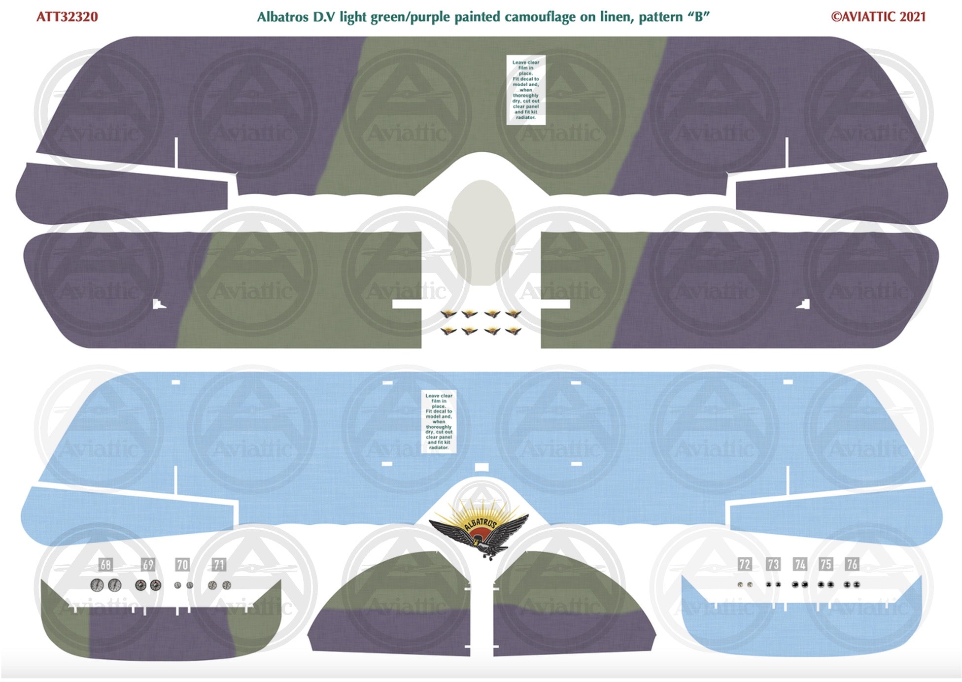 1/32 - Wingnut Wings - Albatros D.V(a) - Painted Camouflage on Linen - scheme B - faded